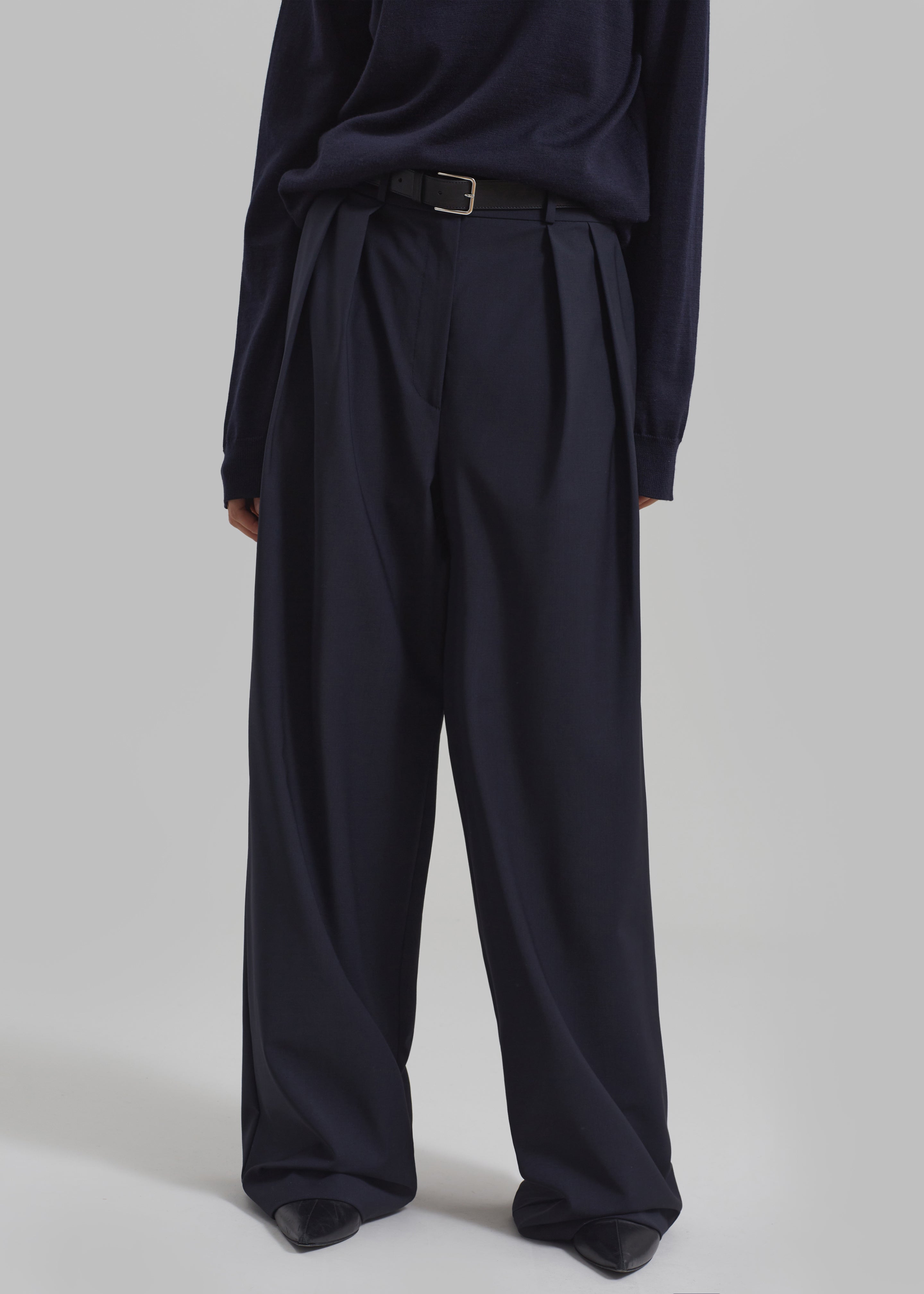 Ripley Pleated Trousers - Navy - 2