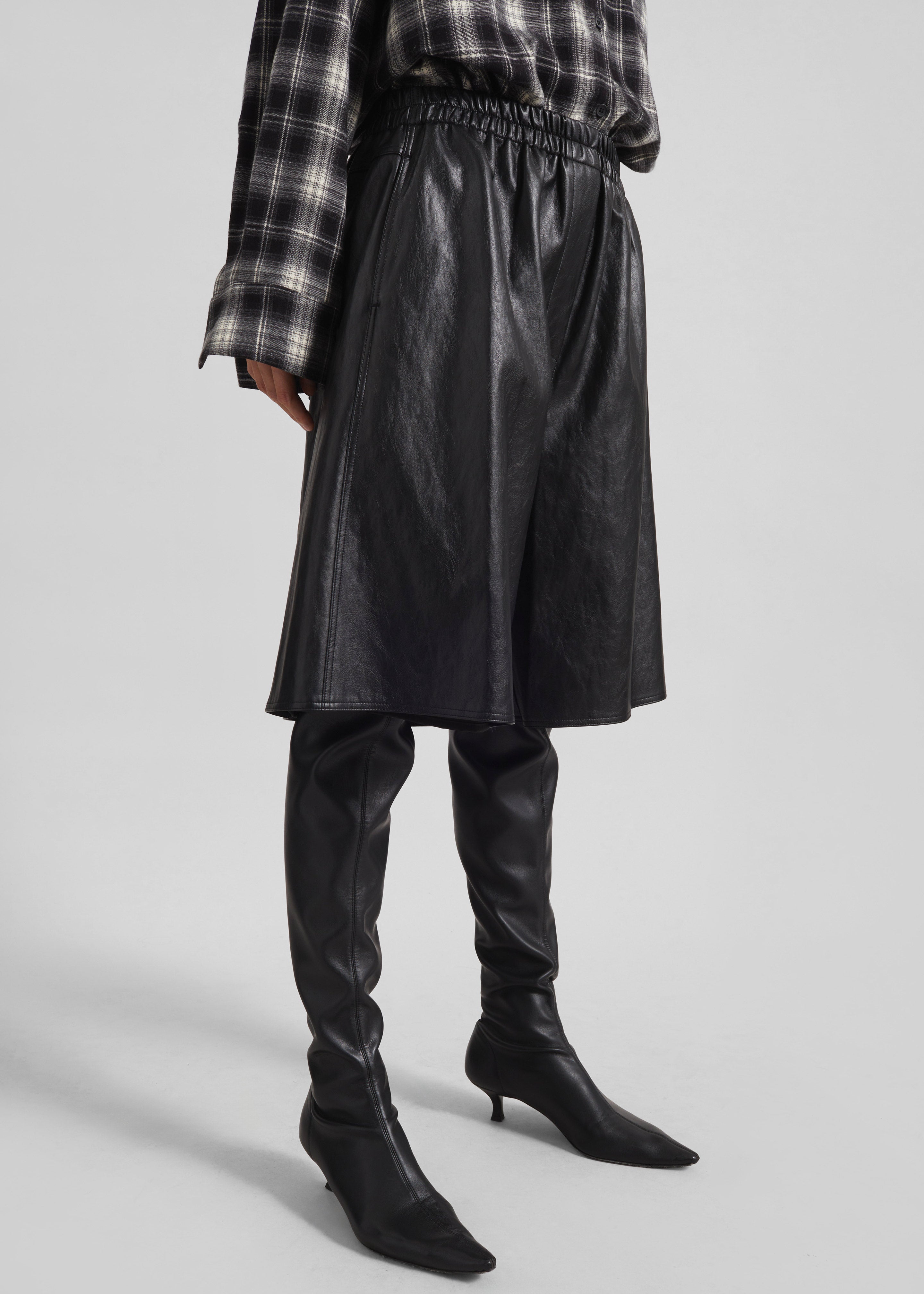 Risarven Faux Leather Bermuda Shorts - Black - 2