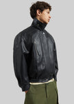 Risle Faux Leather Bomber Jacket - Black