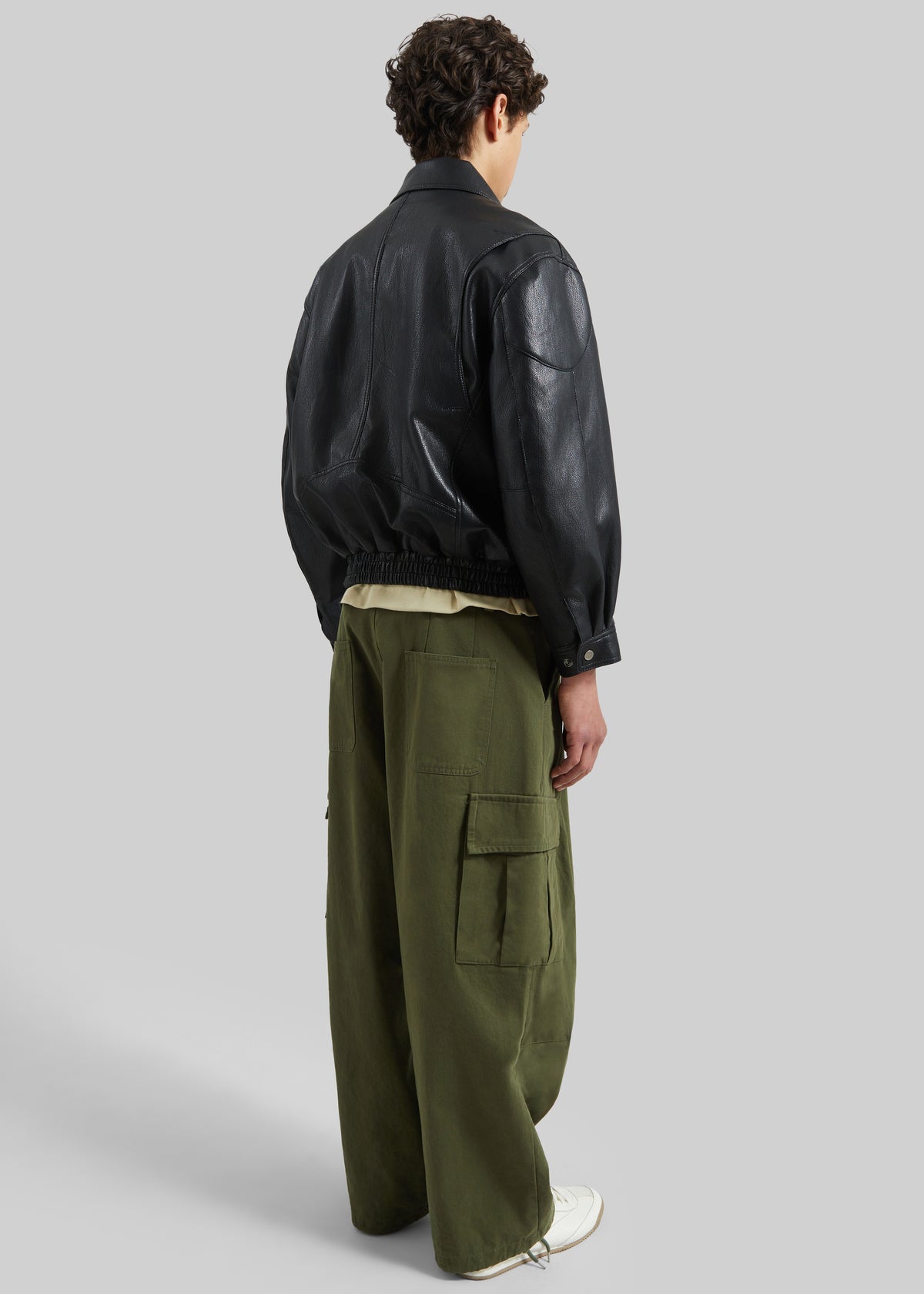 Risle Faux Leather Bomber Jacket - Black