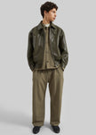 Risle Faux Leather Bomber Jacket - Olive