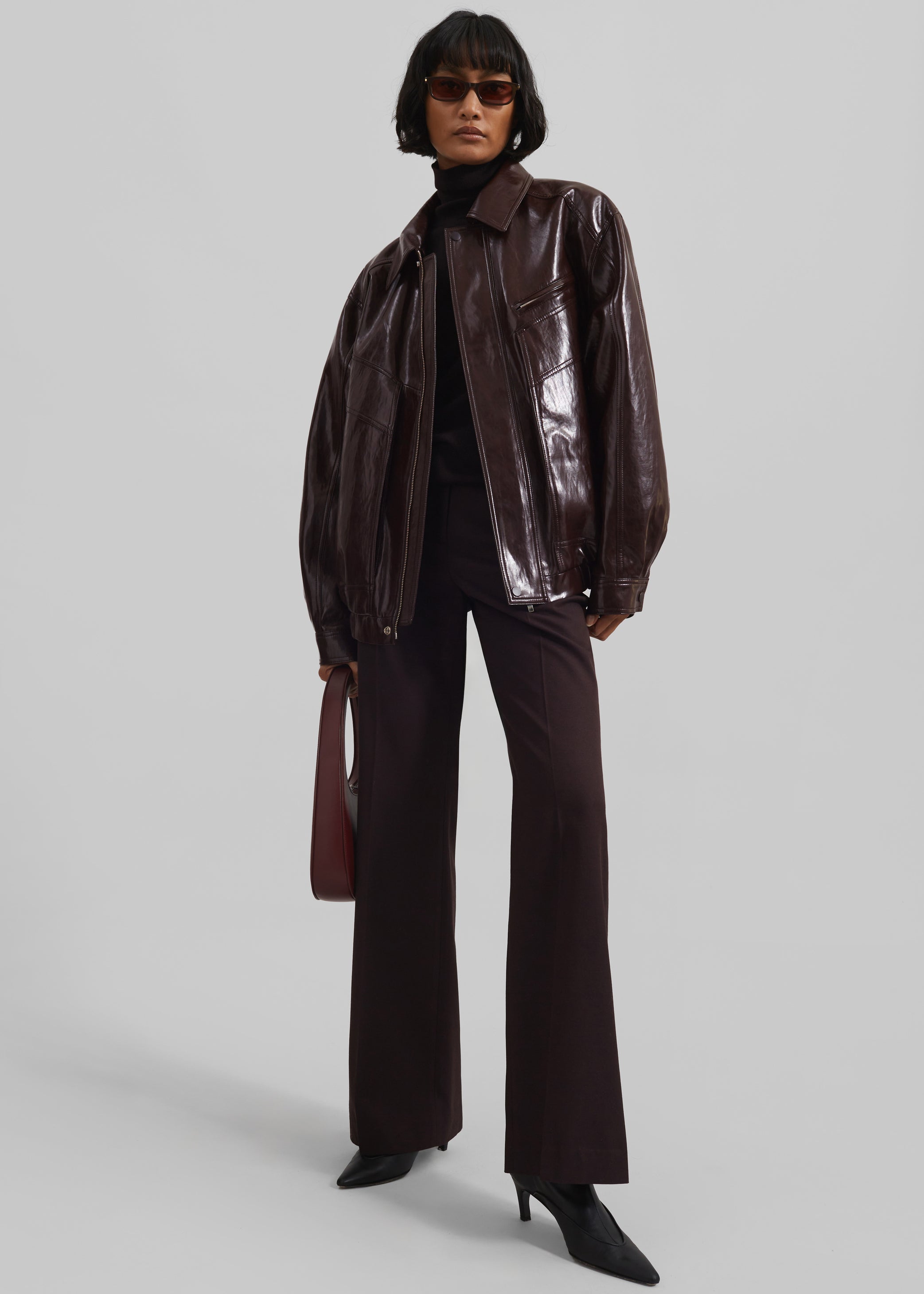 Shop the look image for Risner Faux Leather Jacket - Burgundy