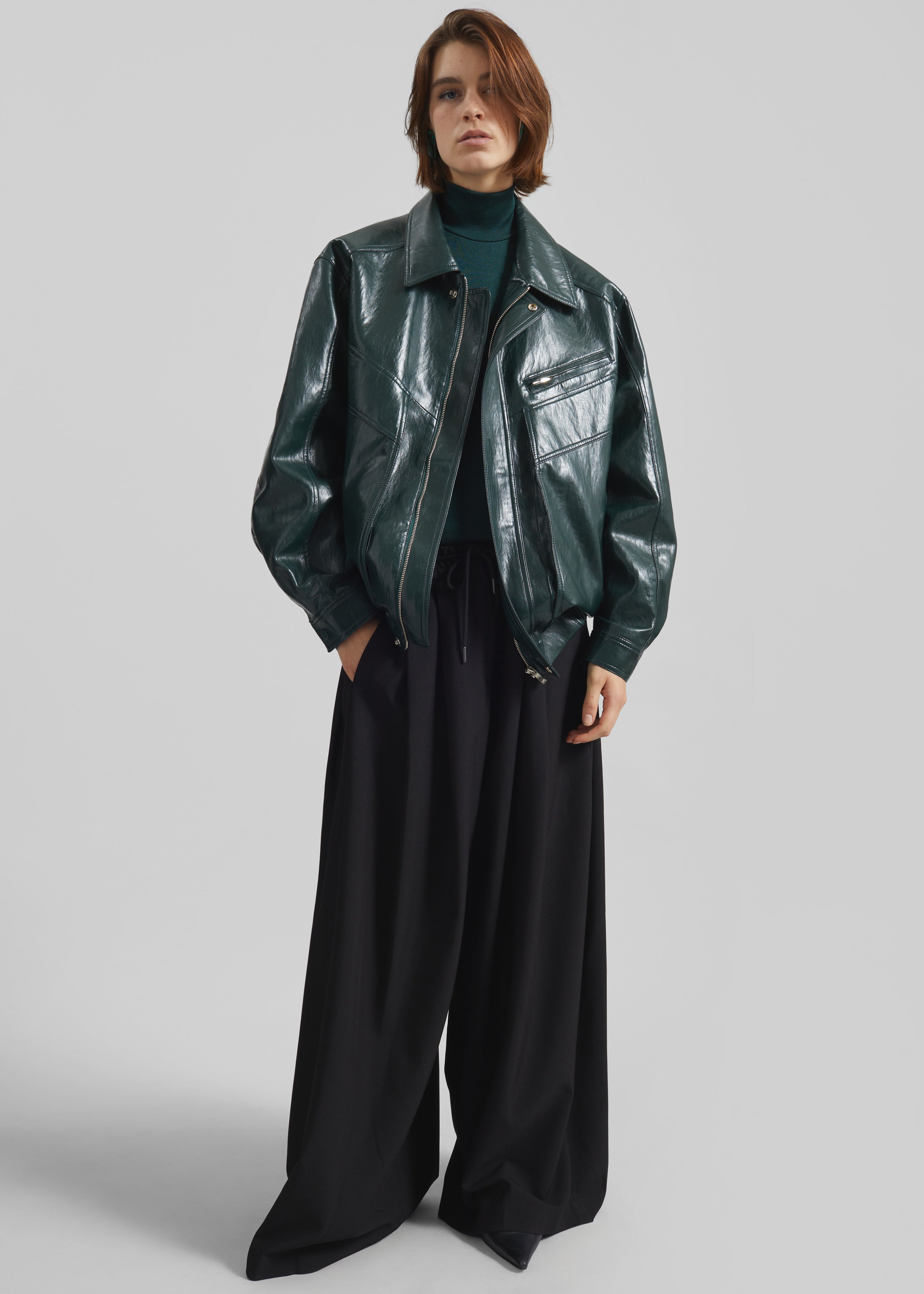 Risner Faux Leather Jacket - Deep Green – The Frankie Shop