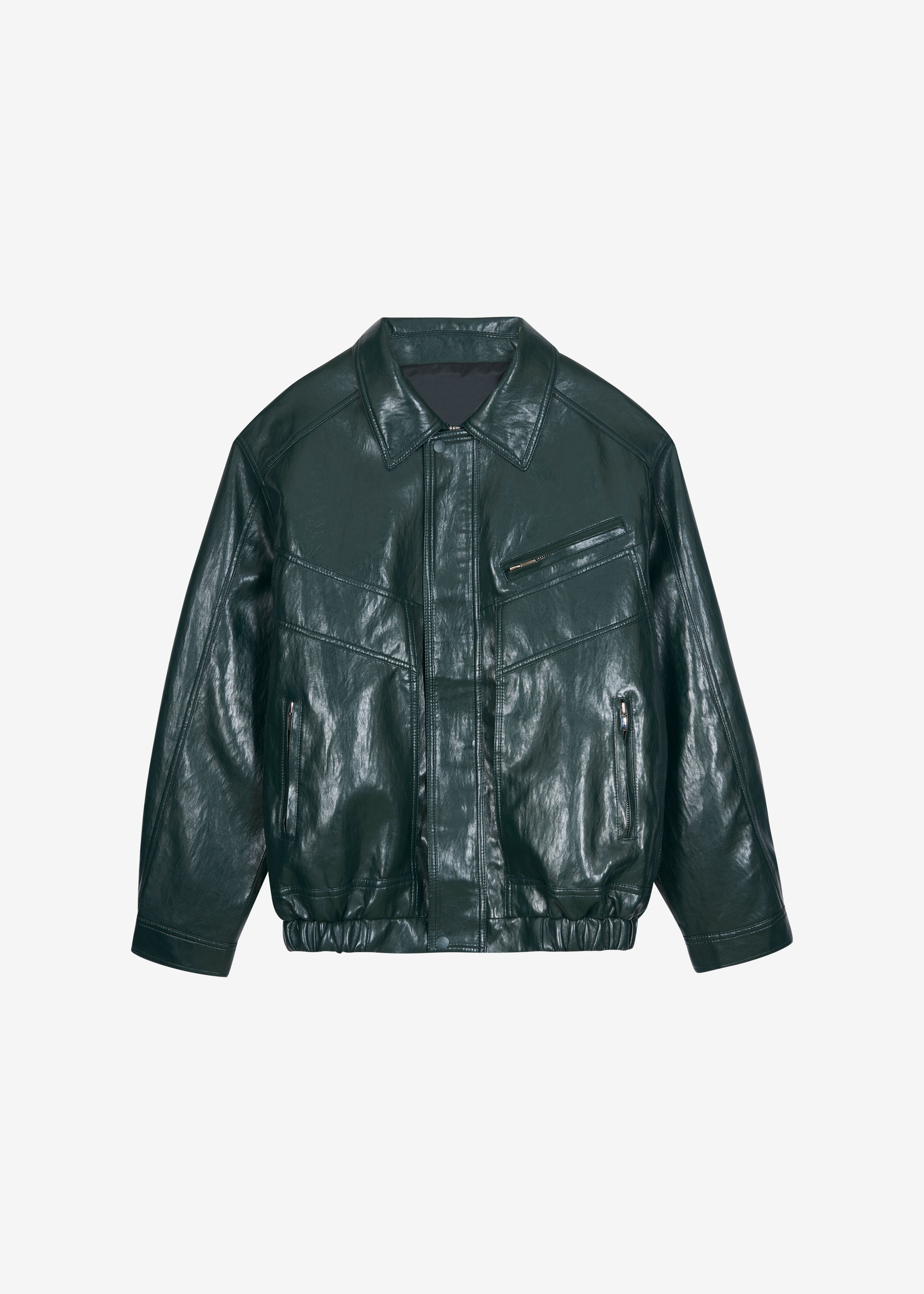 Risner Faux Leather Jacket - Deep Green – The Frankie Shop Risner Faux Leather Jacket - Deep Green – The Frankie Shop