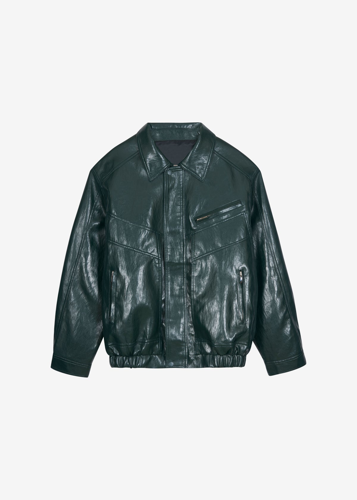 Risner Faux Leather Jacket - Deep Green - 11