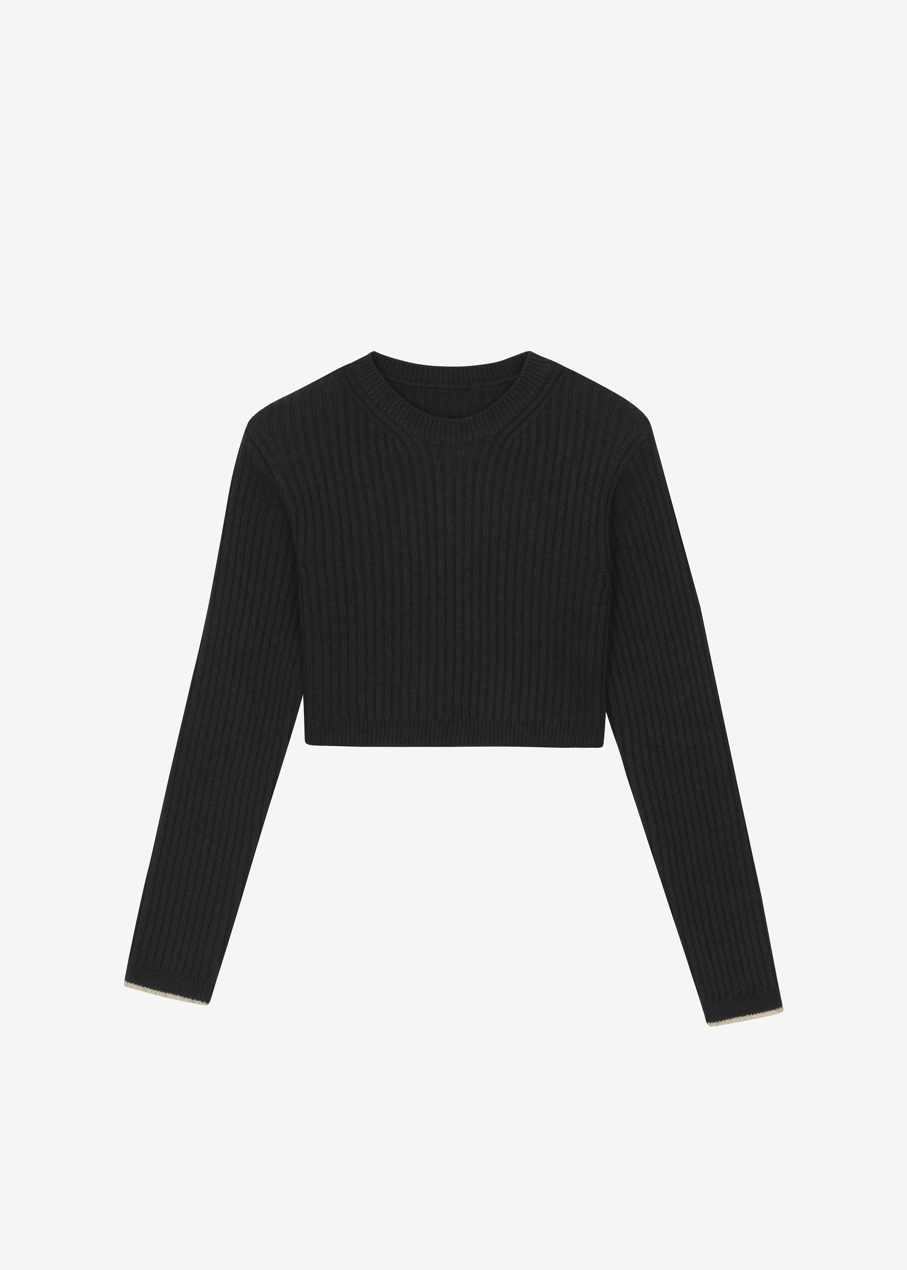 Ritsem Cropped Ribbed Wool Sweater - Black – The Frankie Shop