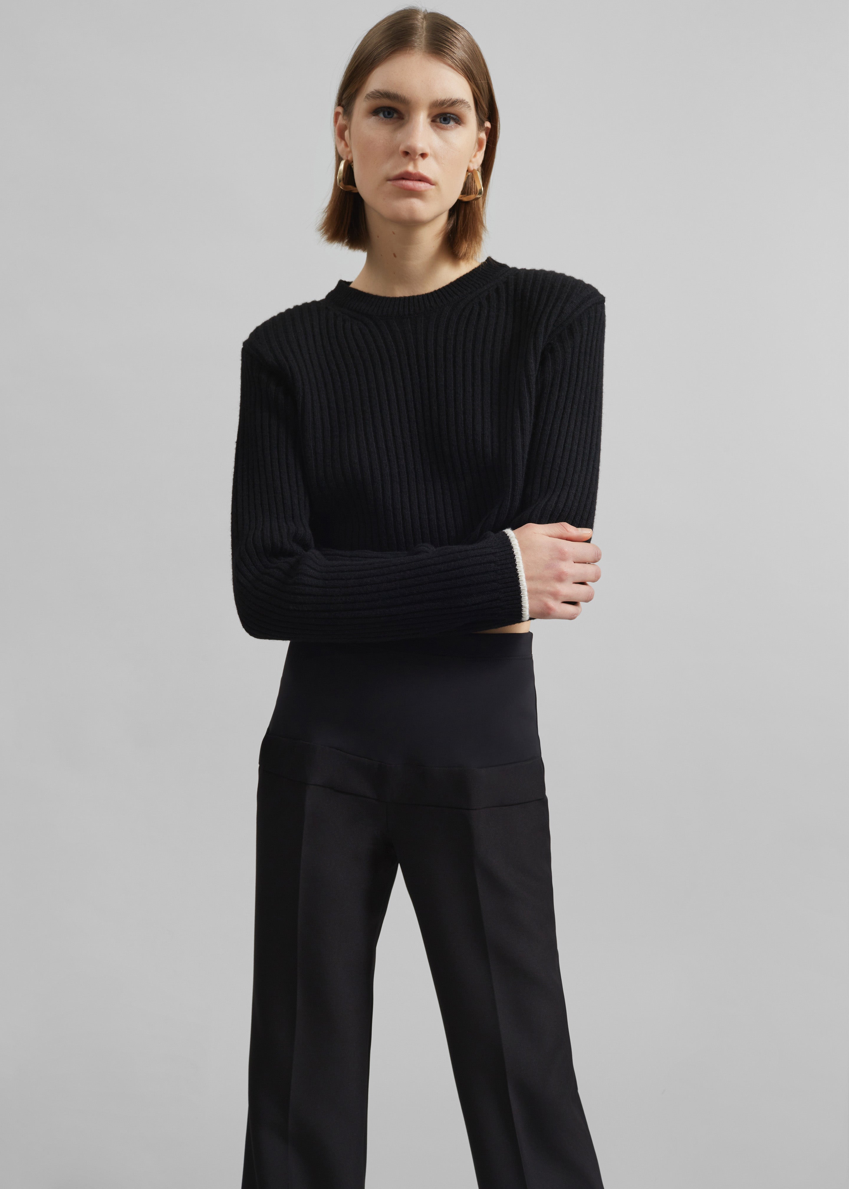 Ritsem Cropped Ribbed Wool Sweater - Black – The Frankie Shop