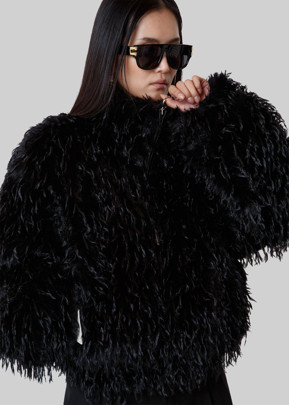 Rivee Faux Fur Pullover - Black