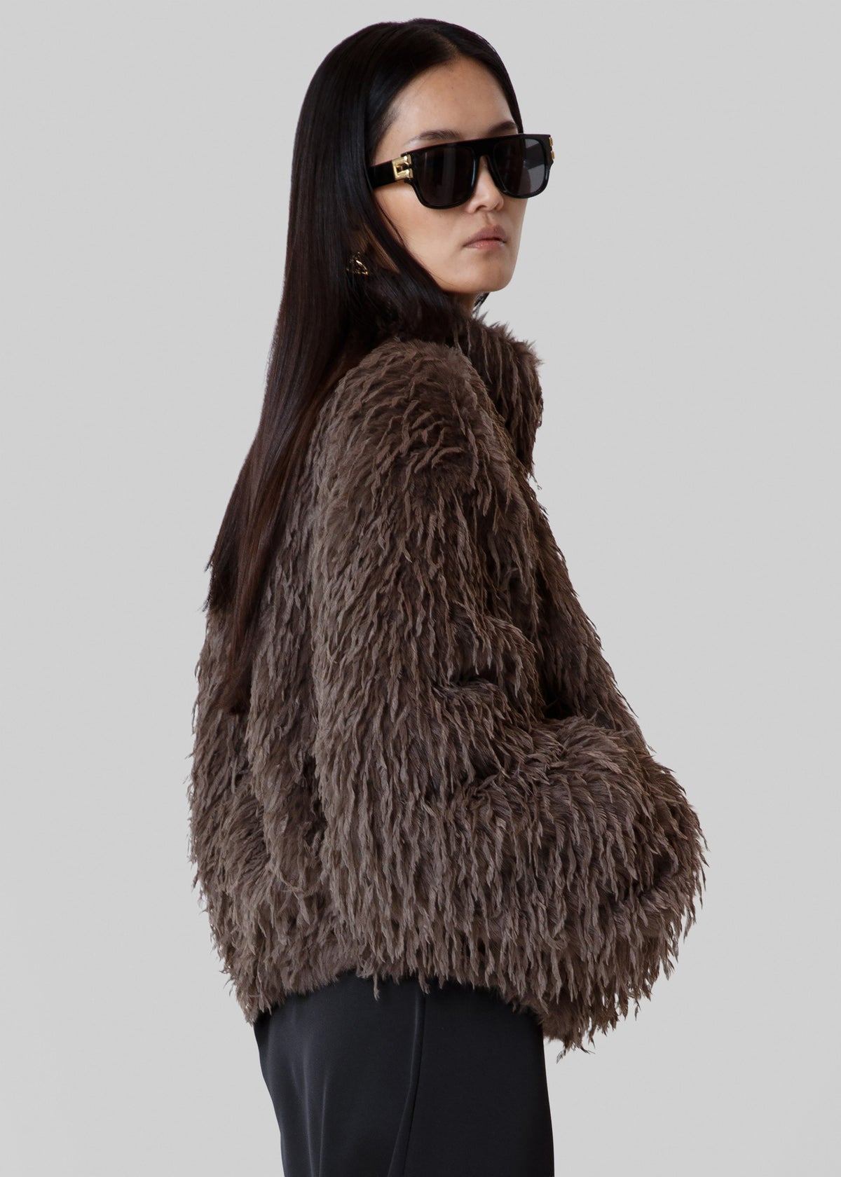 Rivee Faux Fur Pullover - Brown - 4
