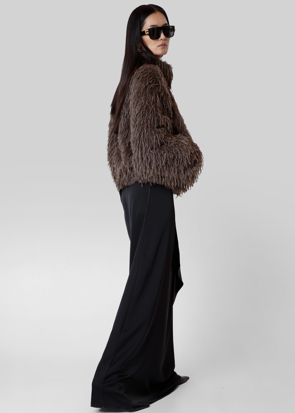 Rivee Faux Fur Pullover - Brown - 1