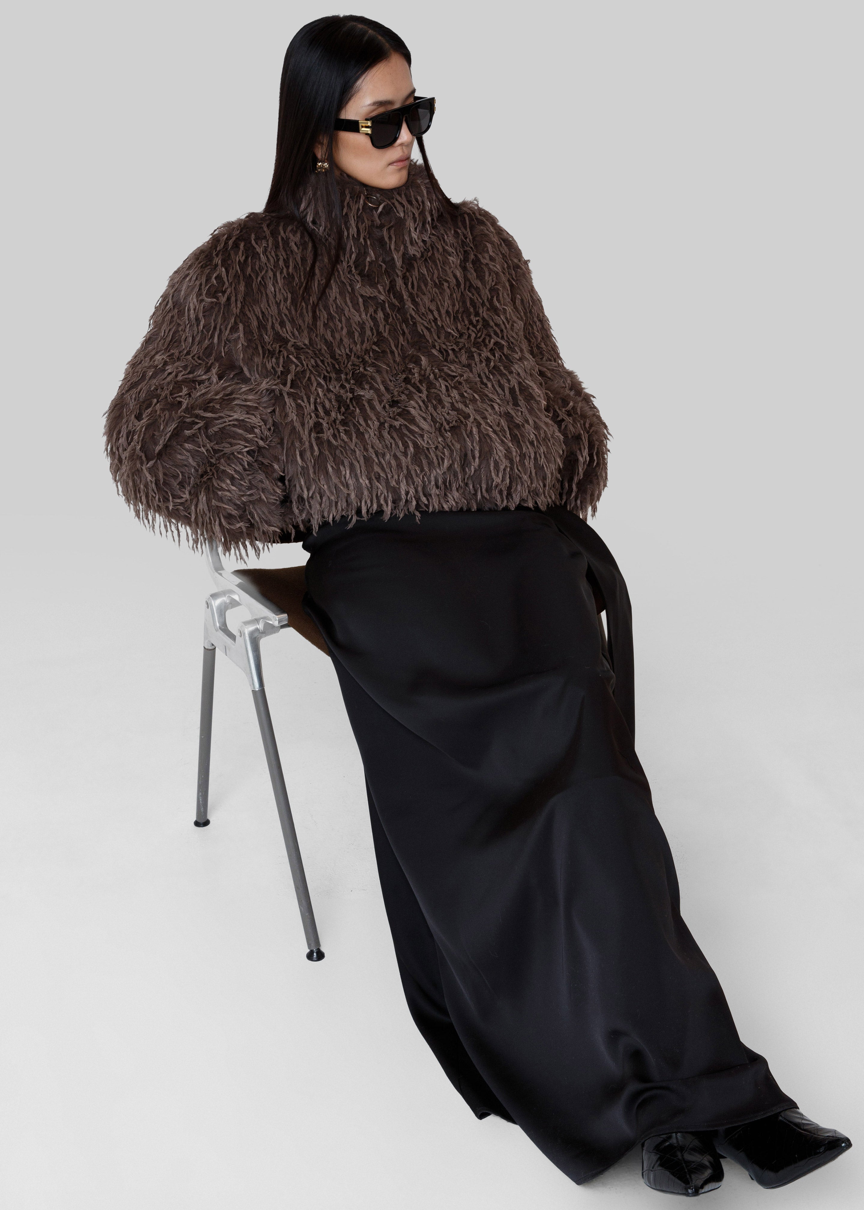 Rivee Faux Fur Pullover - Brown – The Frankie Shop