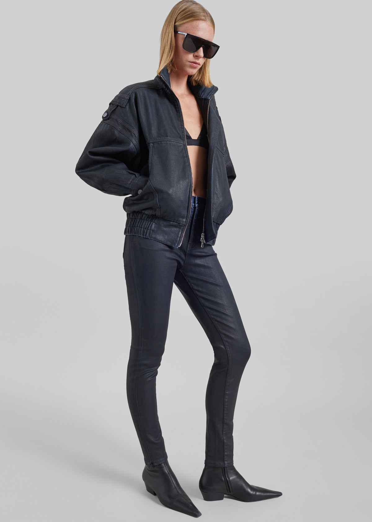 Riven Coated Slim Jeans - Black