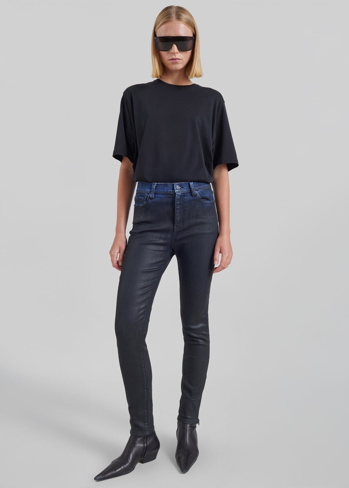 Riven Coated Slim Jeans - Black
