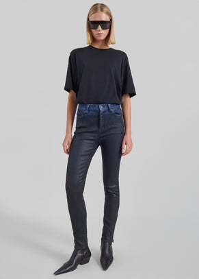 Riven Coated Slim Jeans - Black