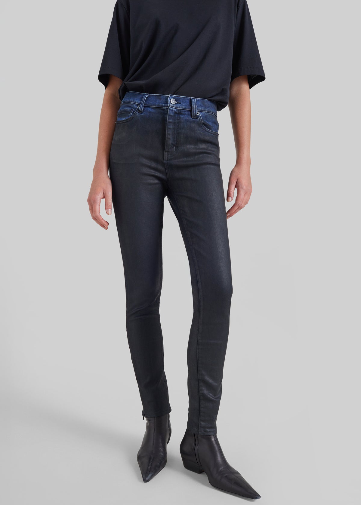 Riven Coated Slim Jeans - Black