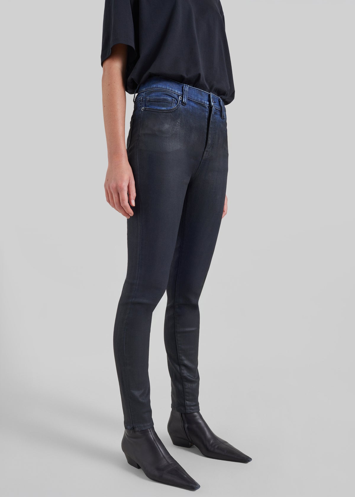 Riven Coated Slim Jeans - Black