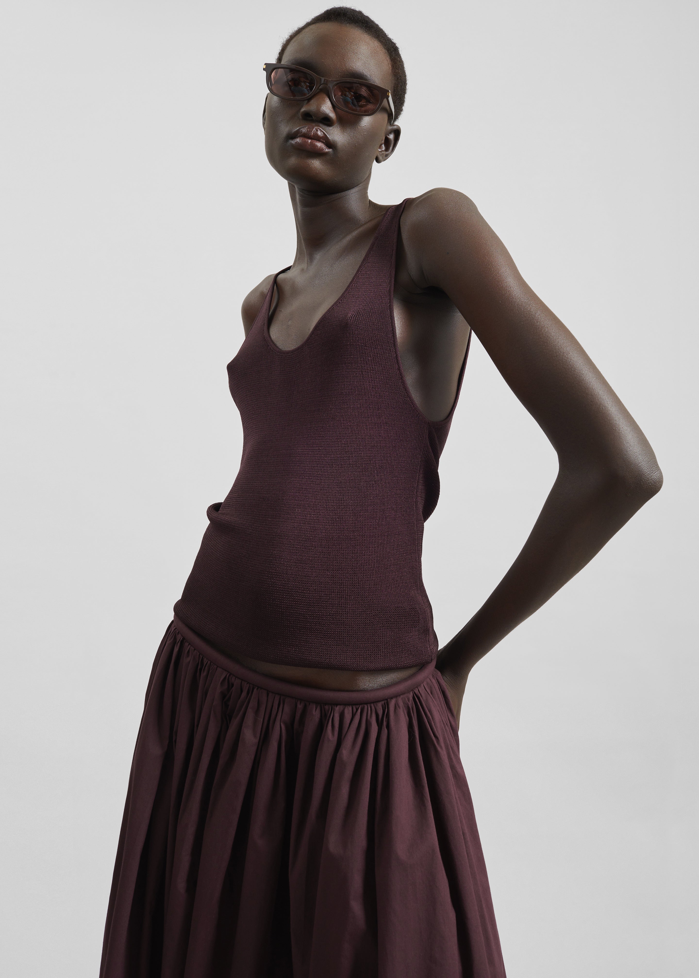 Rivo Knit Tank Top - Burgundy - 3