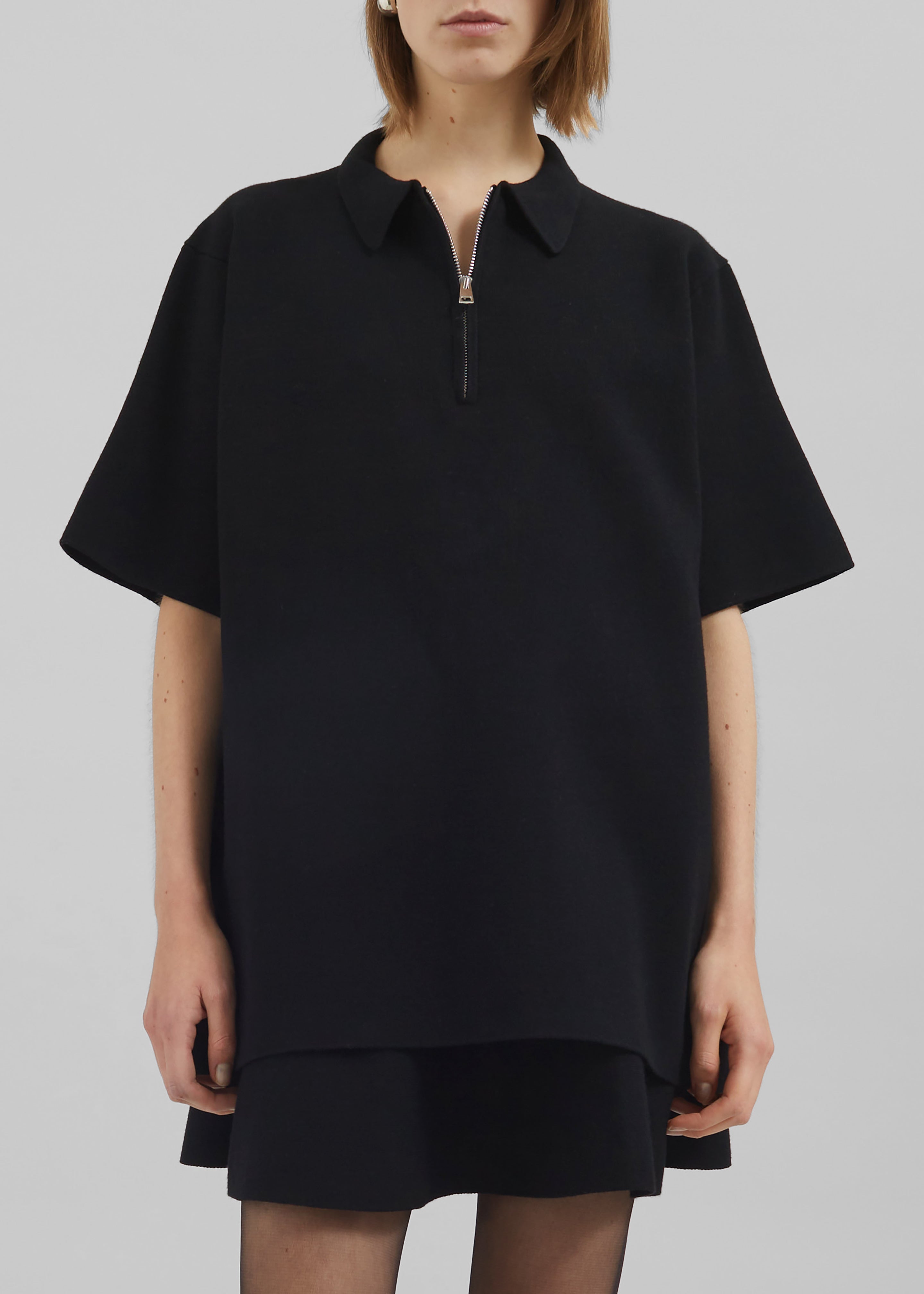 Riya Zip-Up Polo - Black - 5