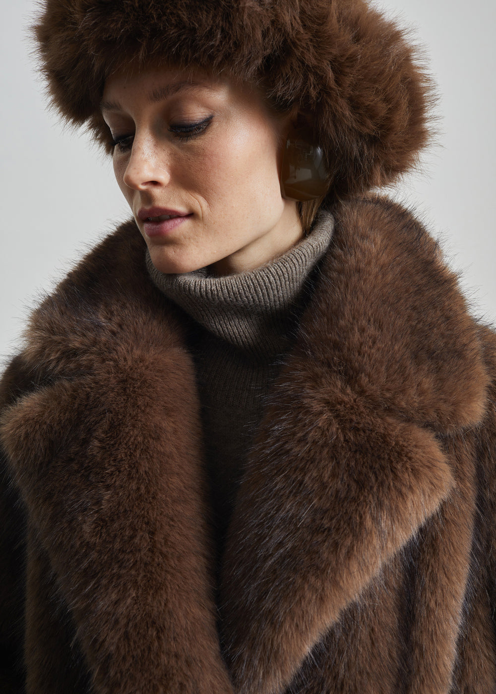 Roana Faux Fur Aviator Hat - Brown - 1
