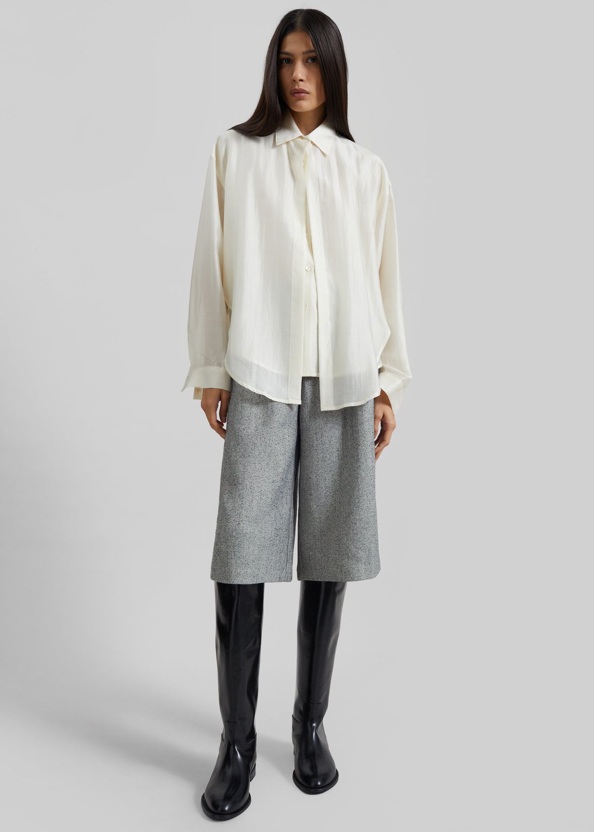 Roanne Fluid Double Shirt - Cream - 4