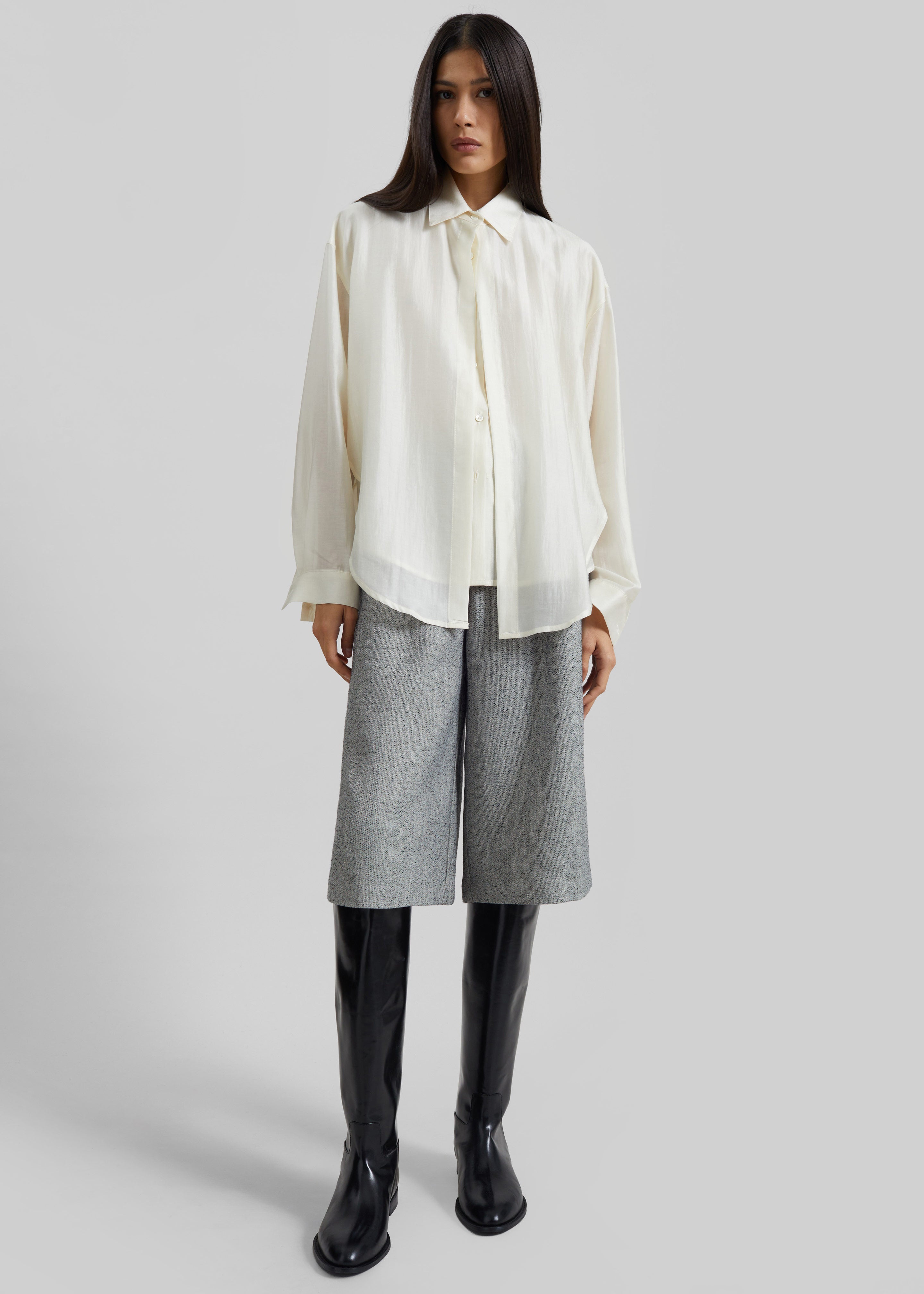 Roanne Fluid Double Shirt - Cream - 4