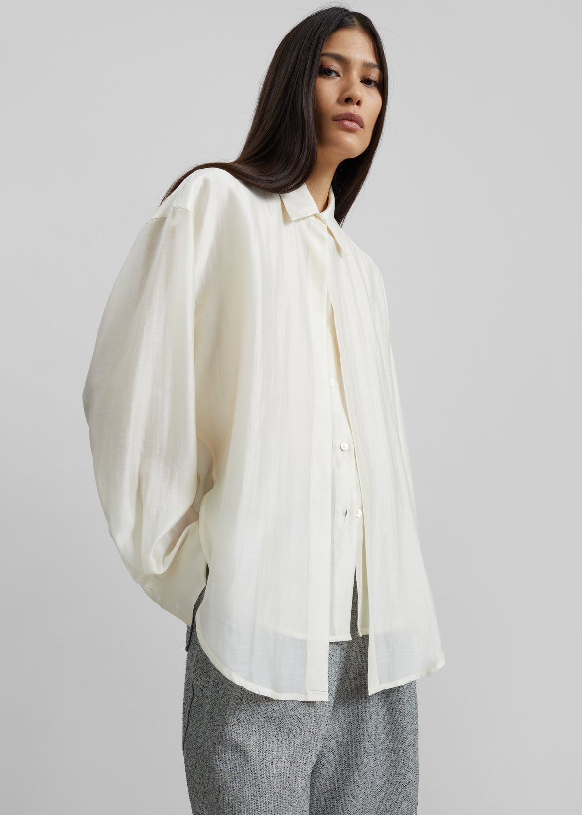 Roanne Fluid Double Shirt - Cream - 3