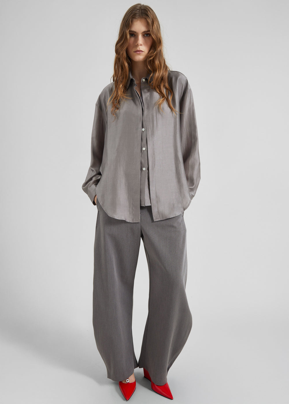 Roanne Fluid Double Shirt - Steel Grey - 1