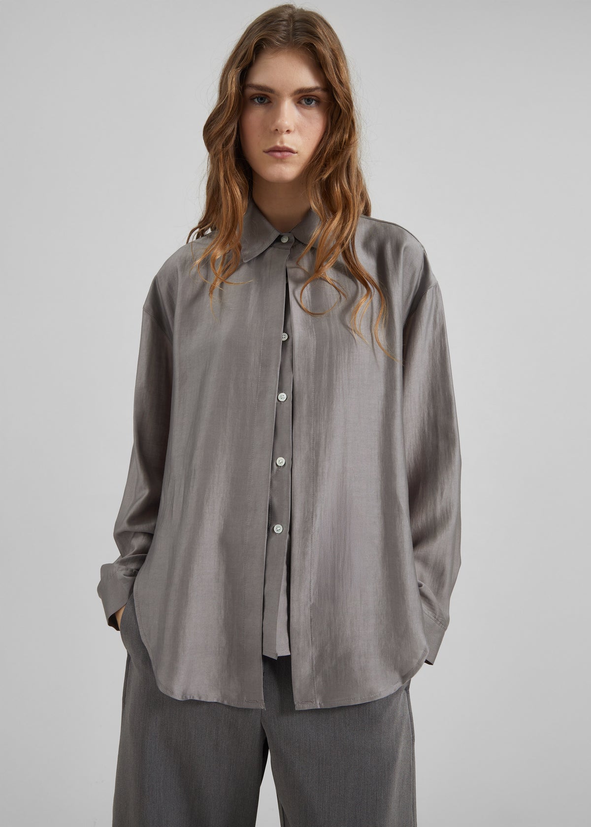 Roanne Fluid Double Shirt - Steel Grey - 4