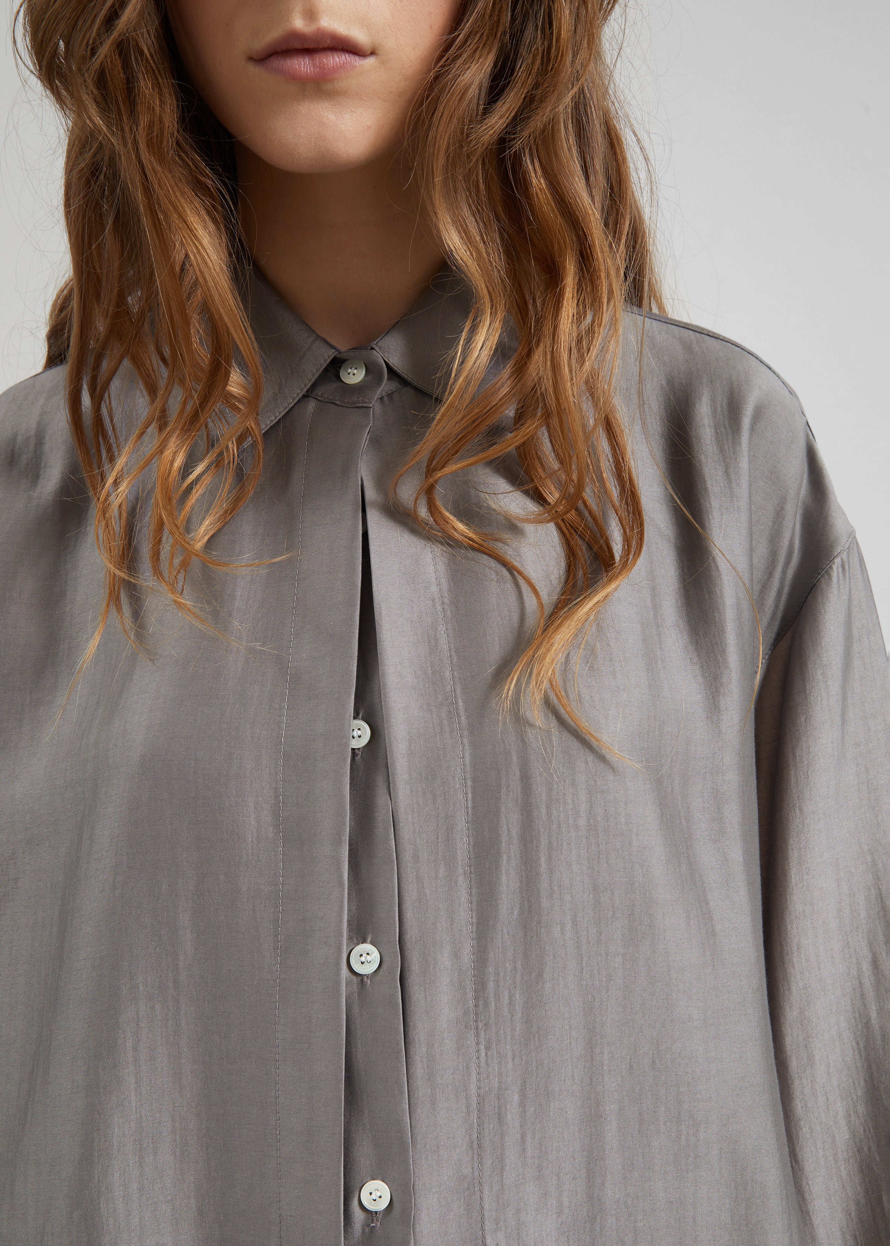 Roanne Fluid Double Shirt - Steel Grey – The Frankie Shop