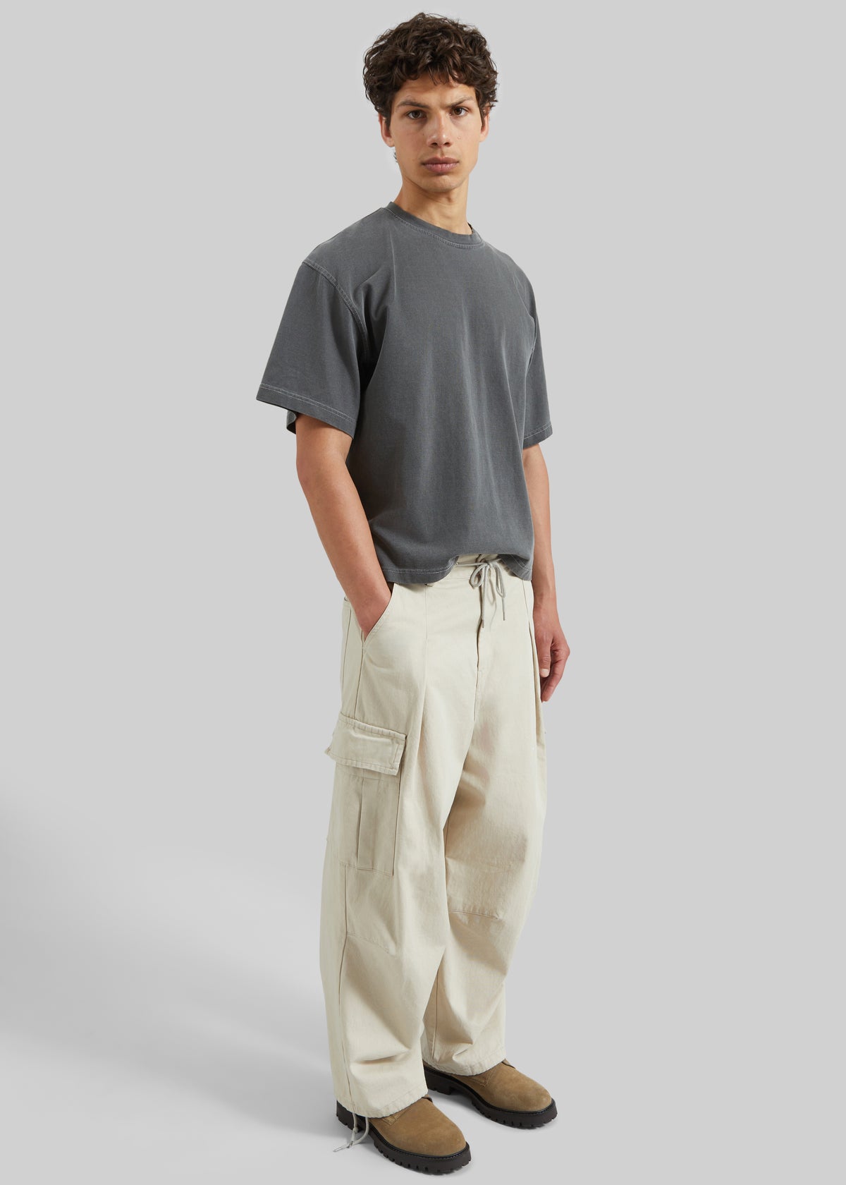 Robion Drawstring Cargo Pants - Beige - 4