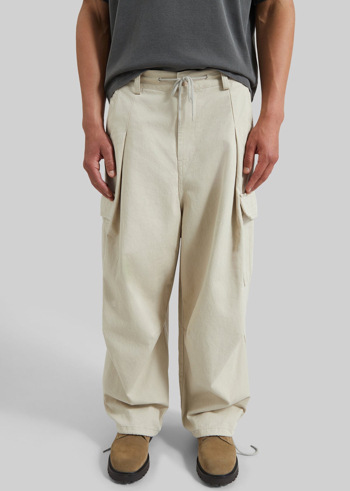 Robion Drawstring Cargo Pants - Beige - 5
