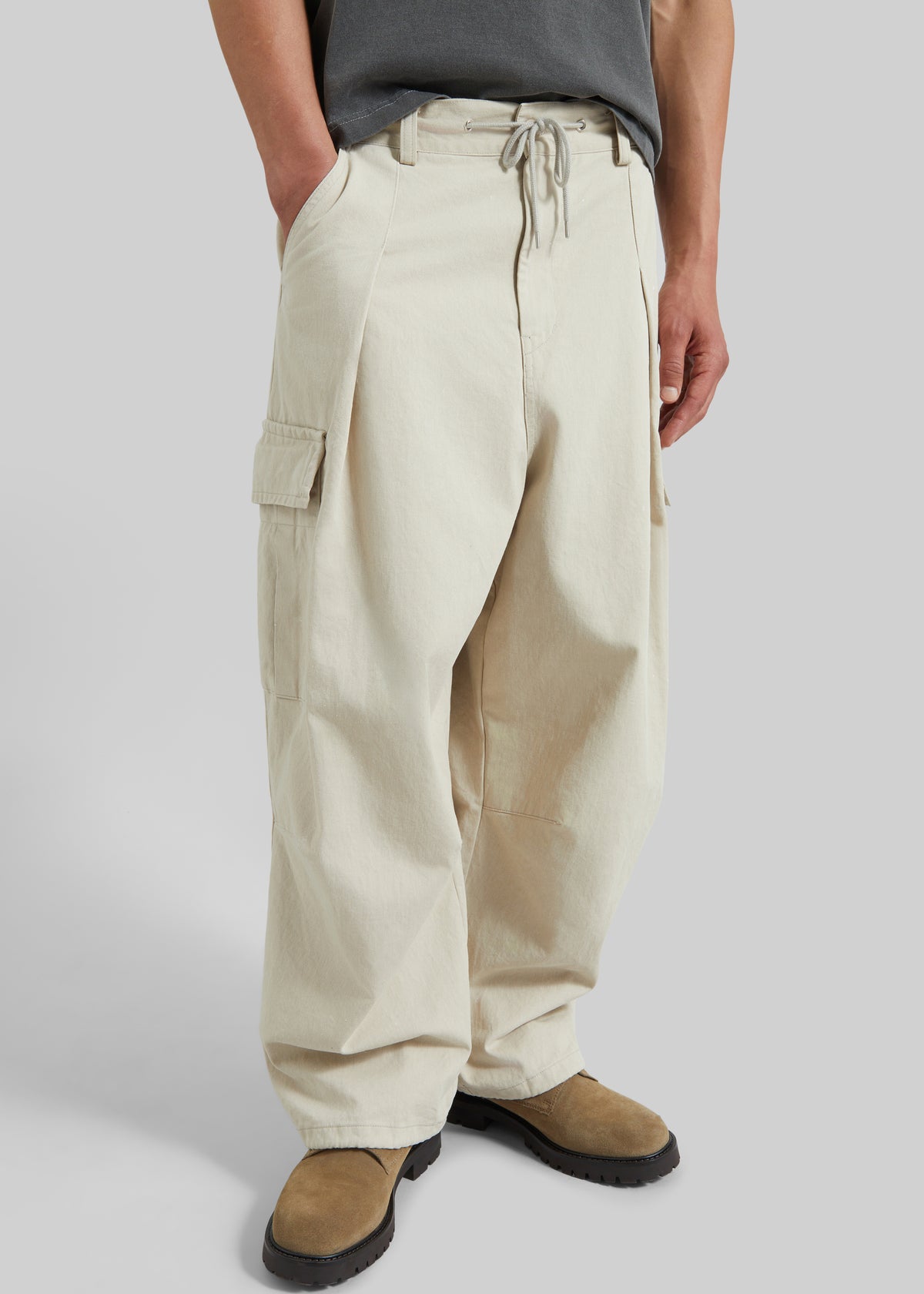 Robion Drawstring Cargo Pants - Beige - 3