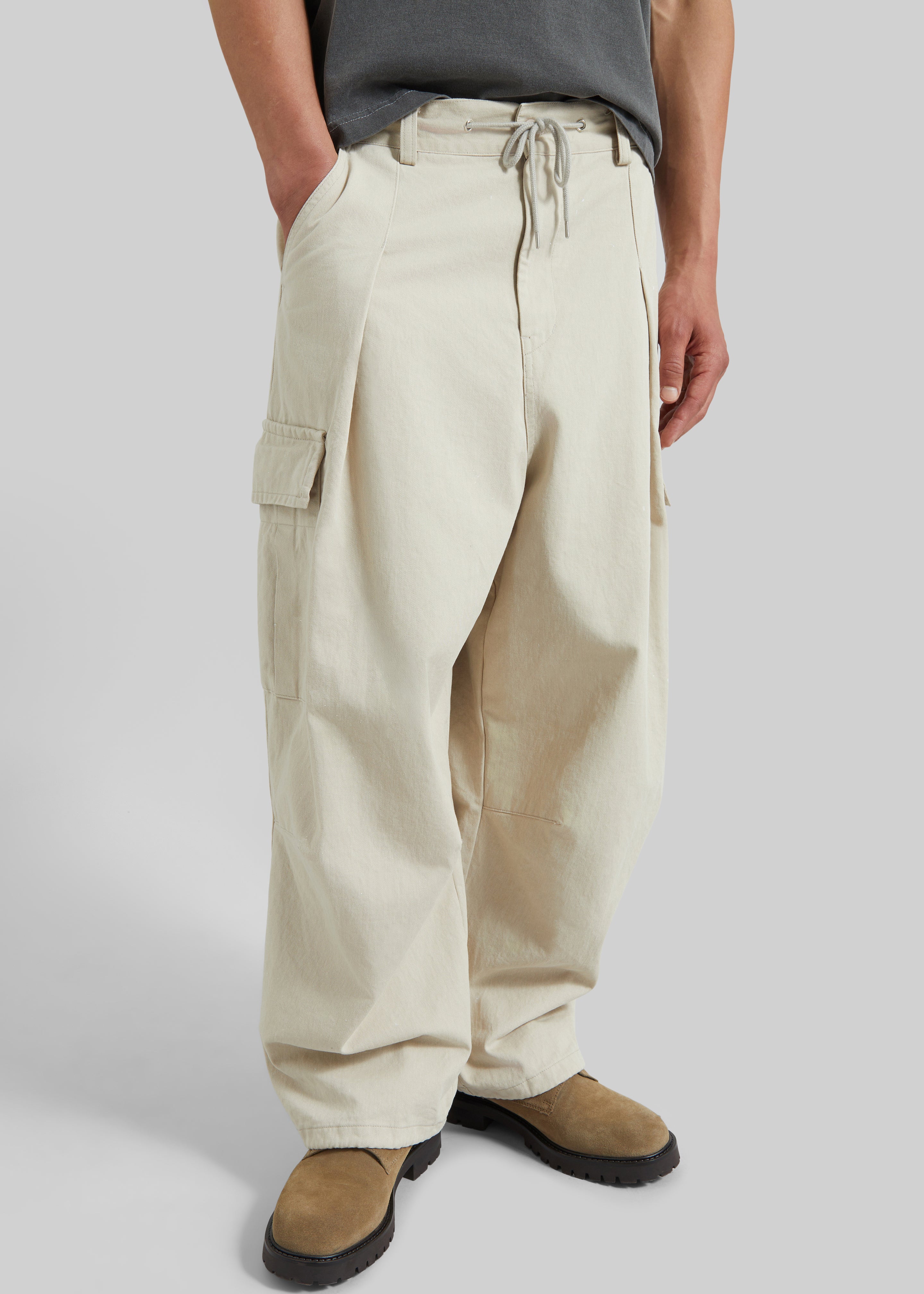 Robion Drawstring Cargo Pants - Beige - 3