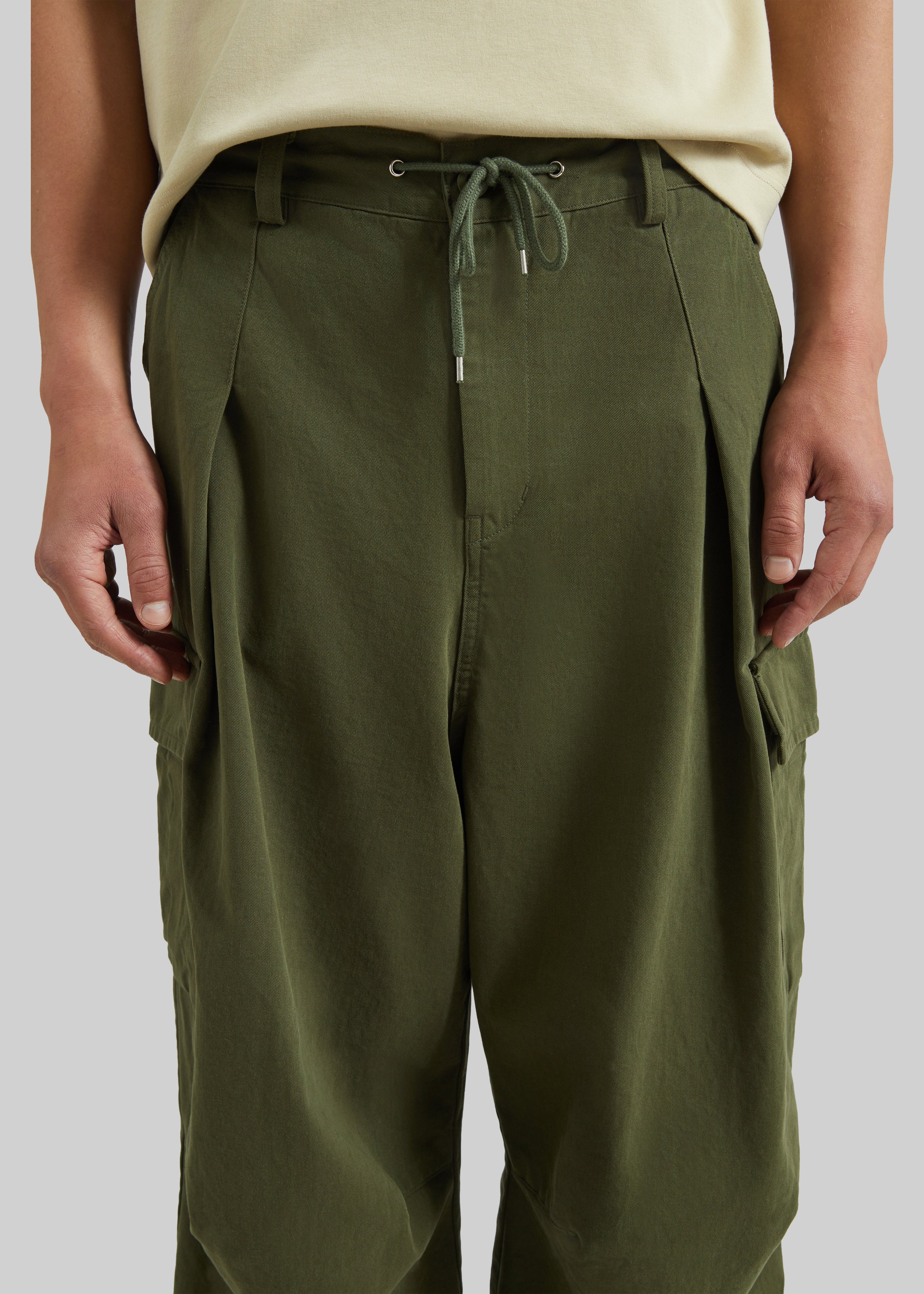 Robion Drawstring Cargo Pants - Dark Olive - 3