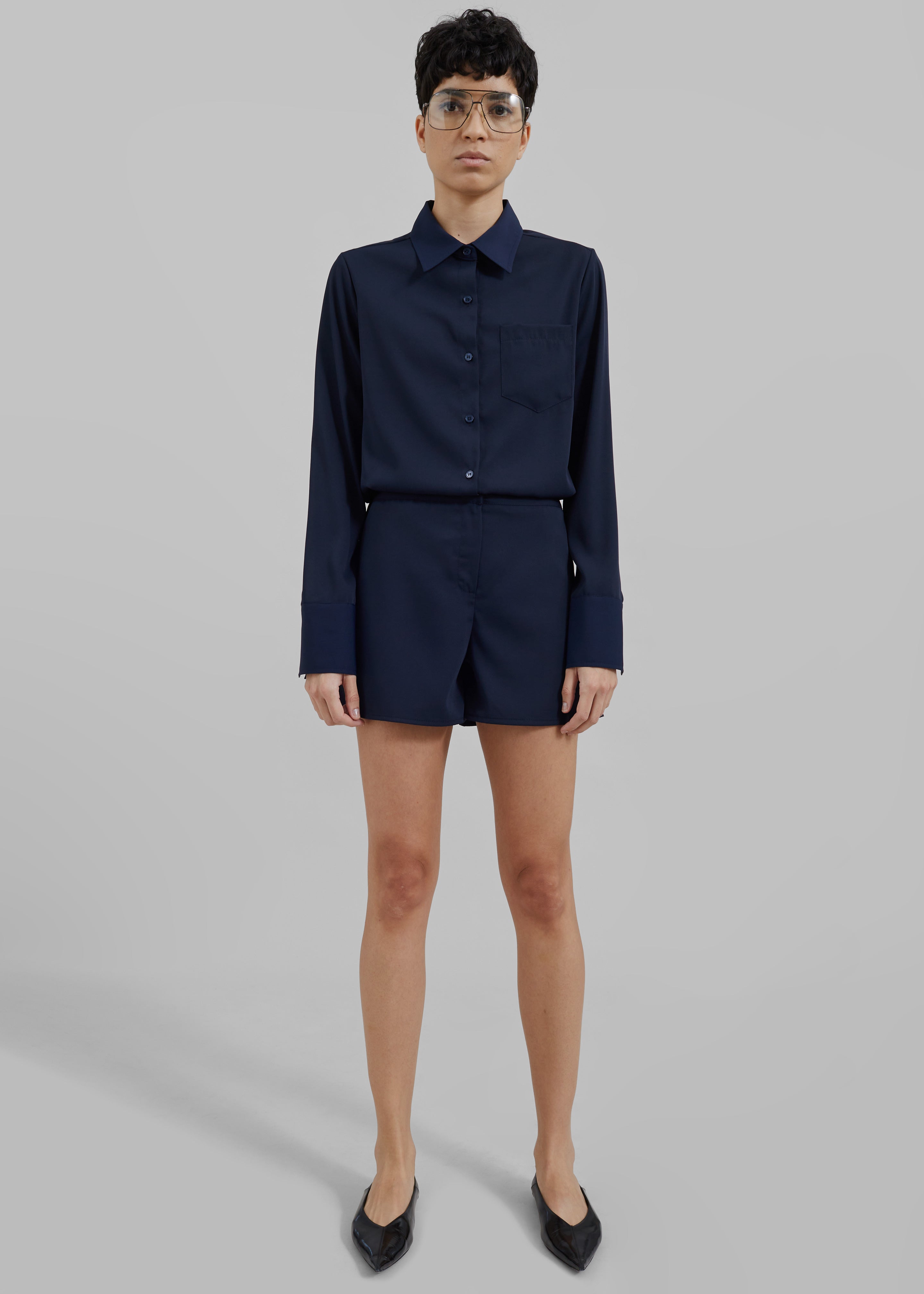 Robyn Button Up Romper - Navy - 7