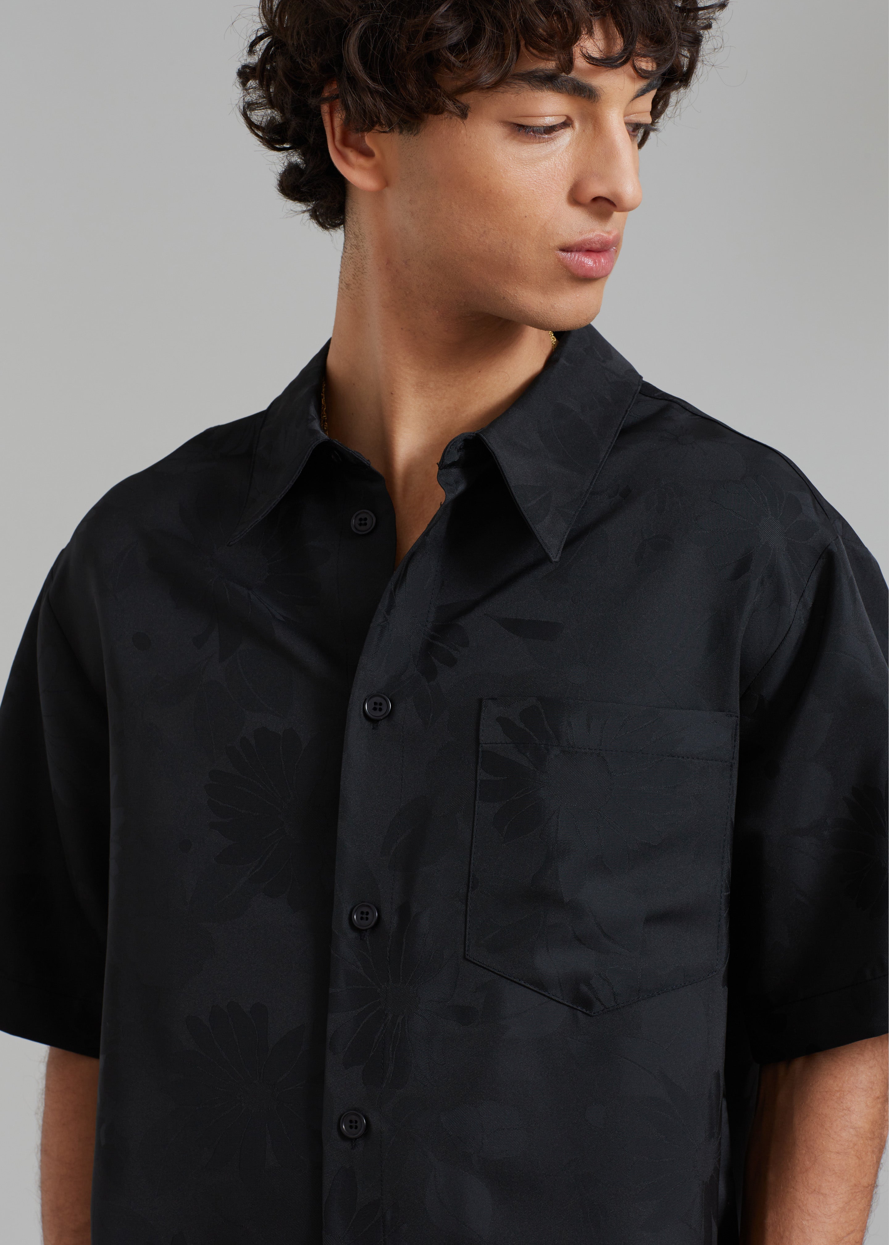 Róhe Floral Jacquard Shirt - Black Jacquard – The Frankie Shop
