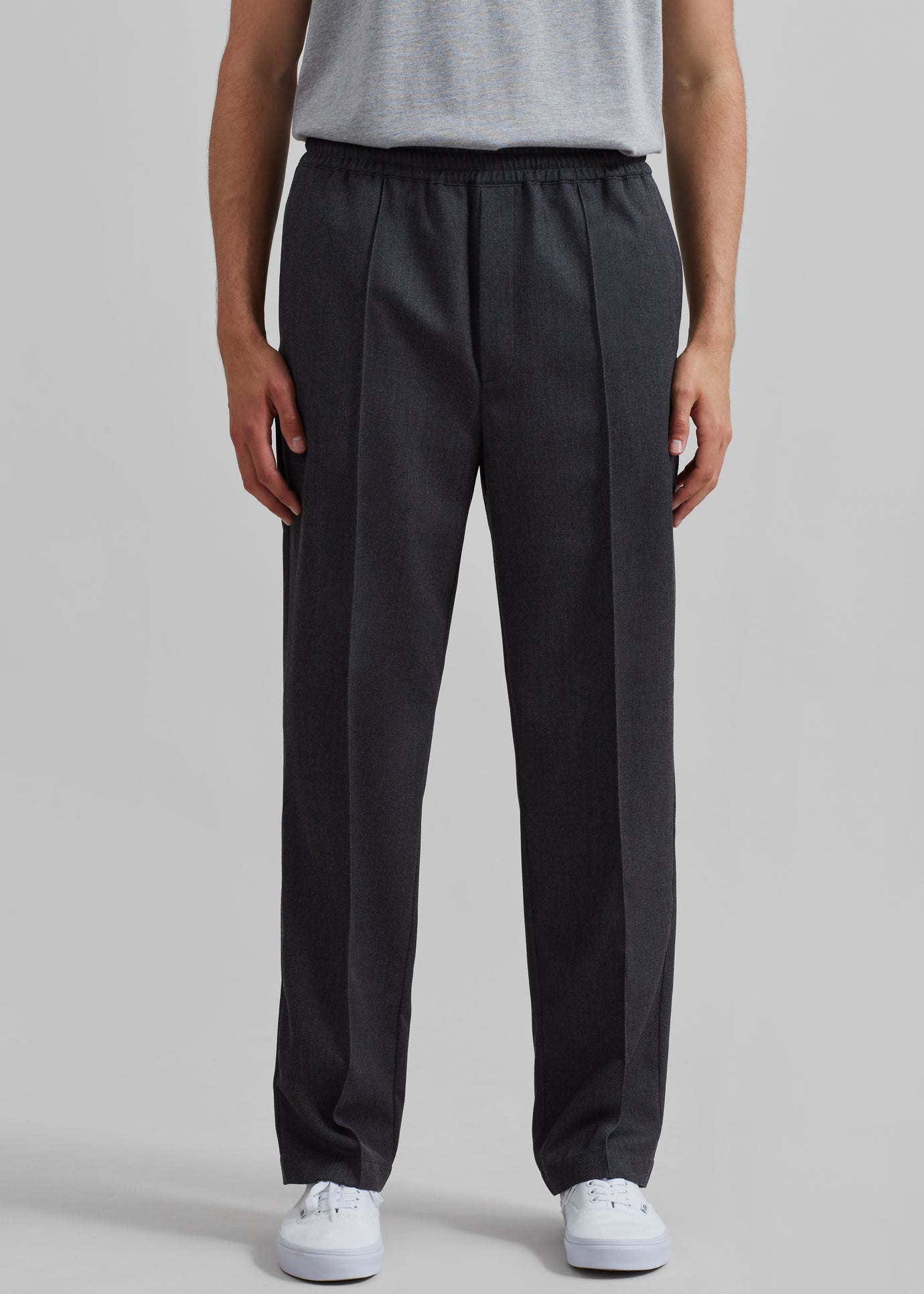 Róhe Tailored Wool Trousers - Grey Melange