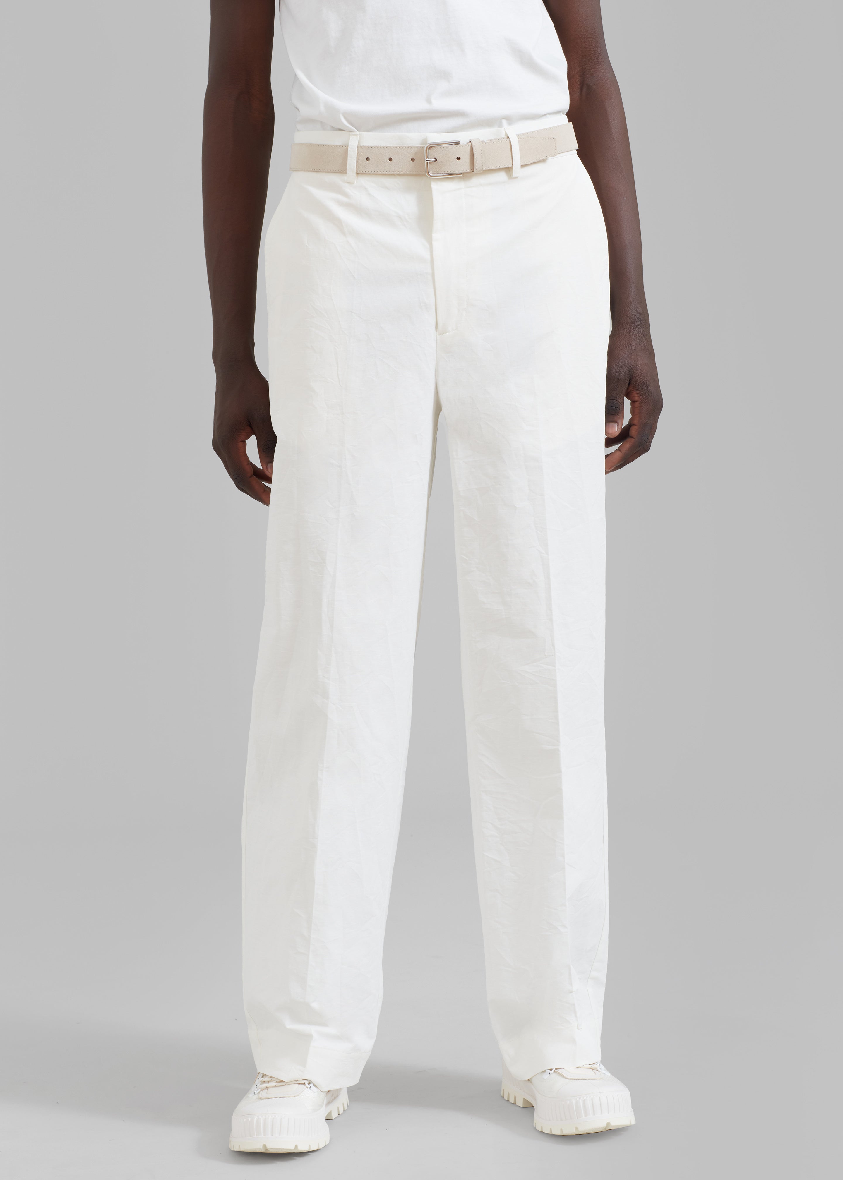 Róhe Crushed Cotton Trousers - Chalk - 5