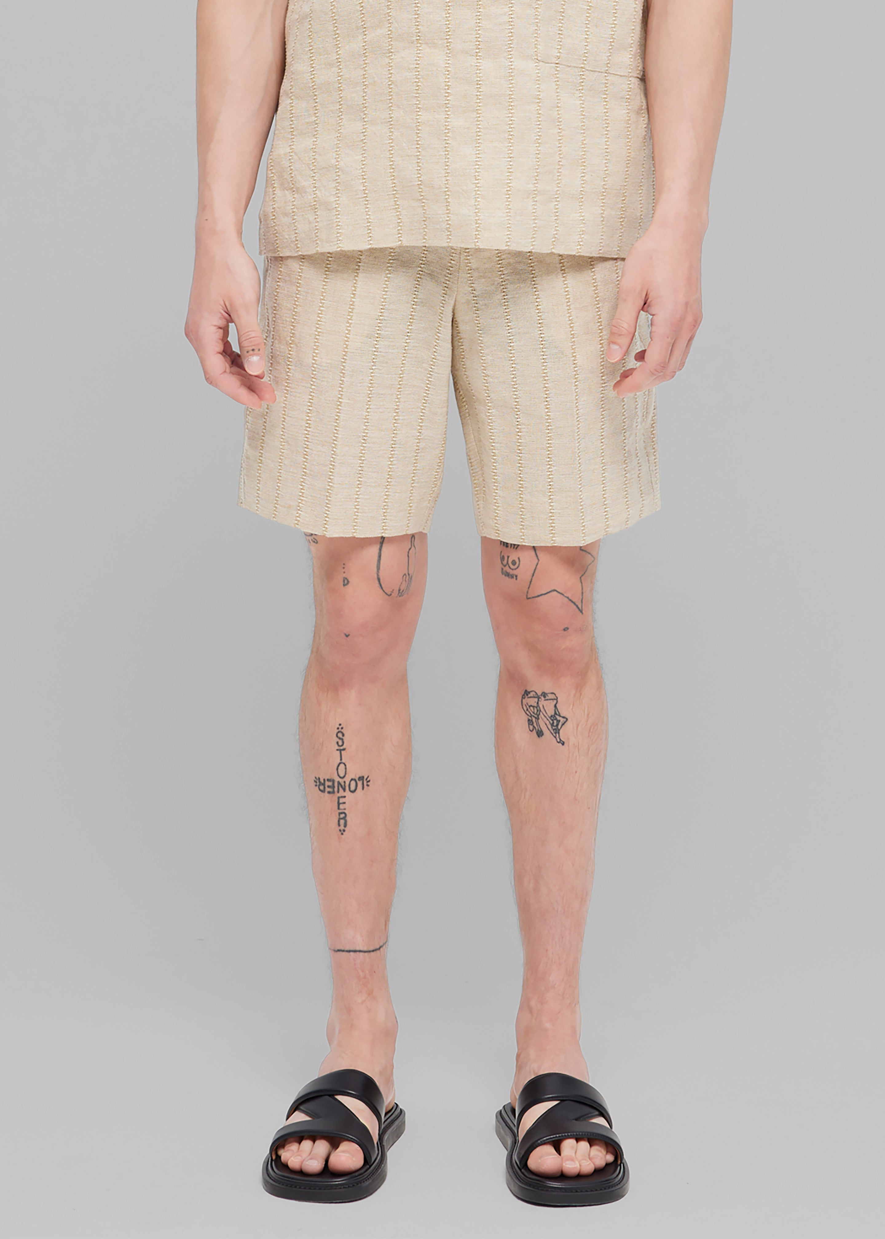 Róhe Resort Linen Shorts - Straw - 5