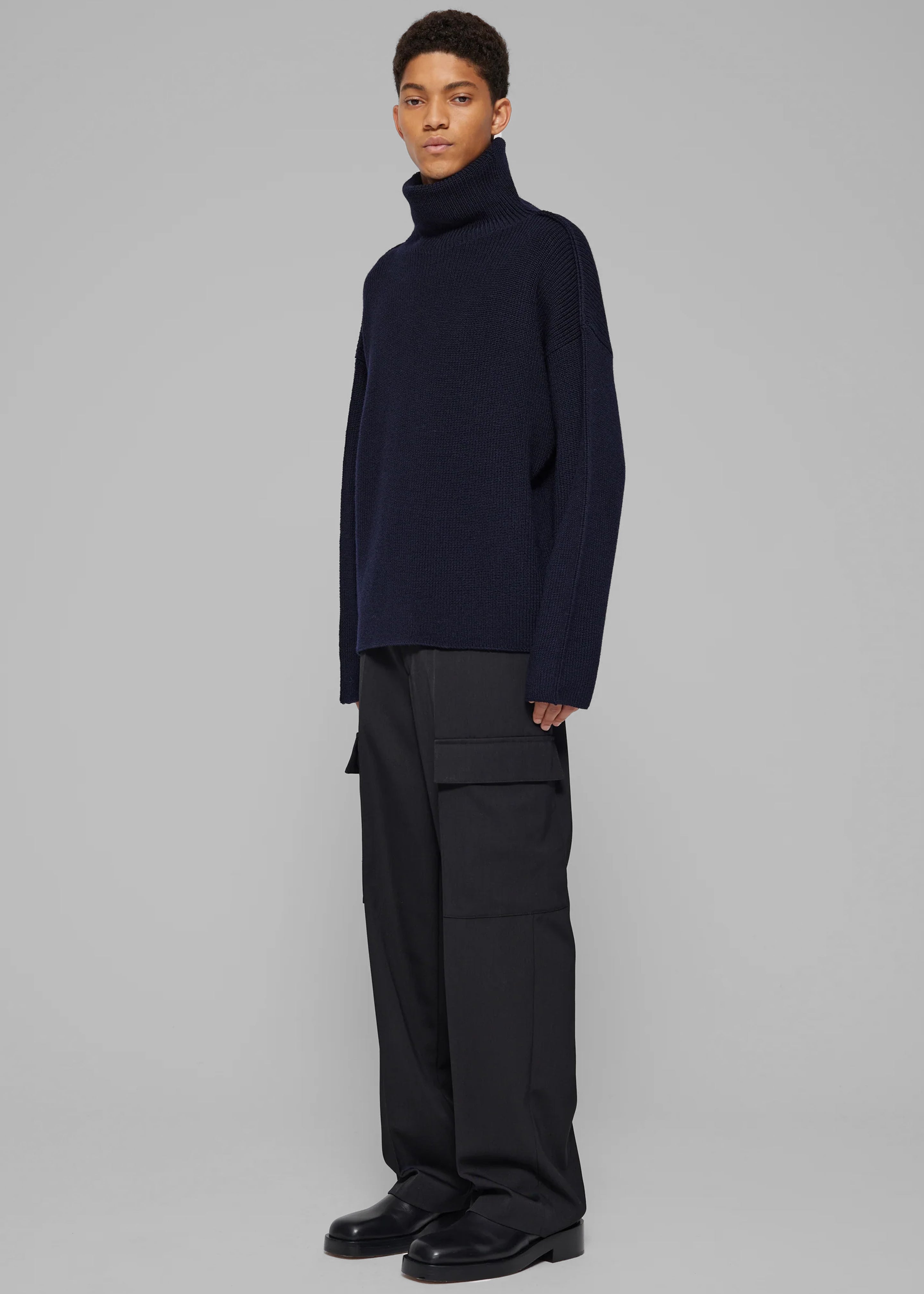 Róhe Turtleneck Seam-Detail Sweater - Navy - 3