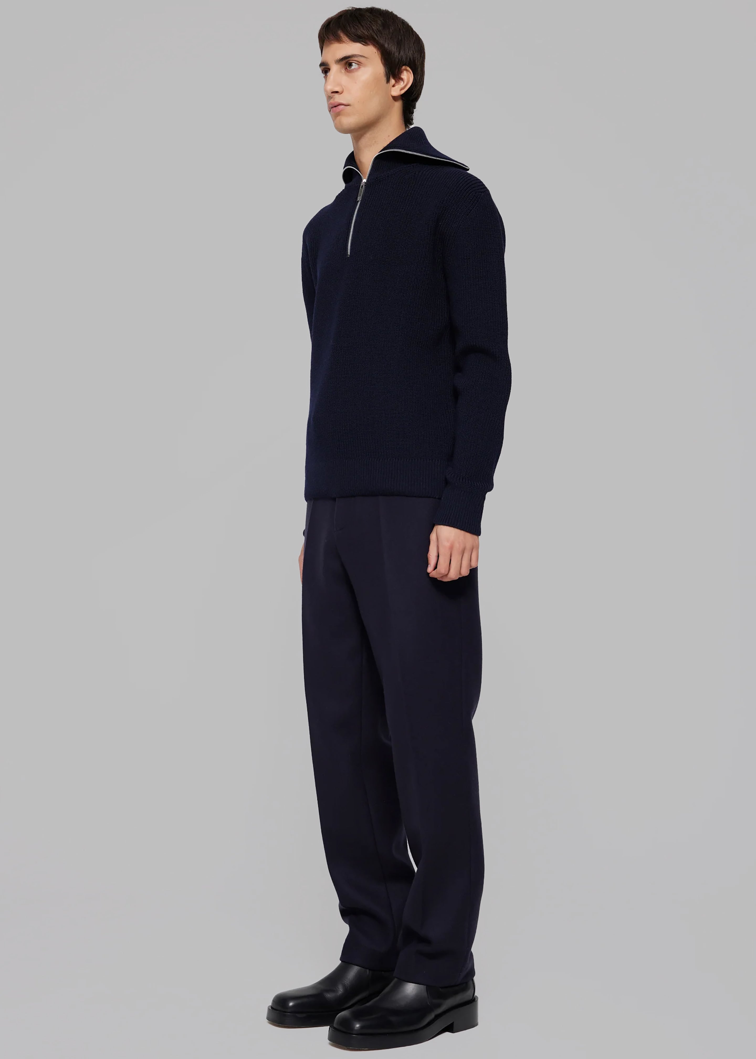 Róhe Zipped Collar Jumper - Navy - 3