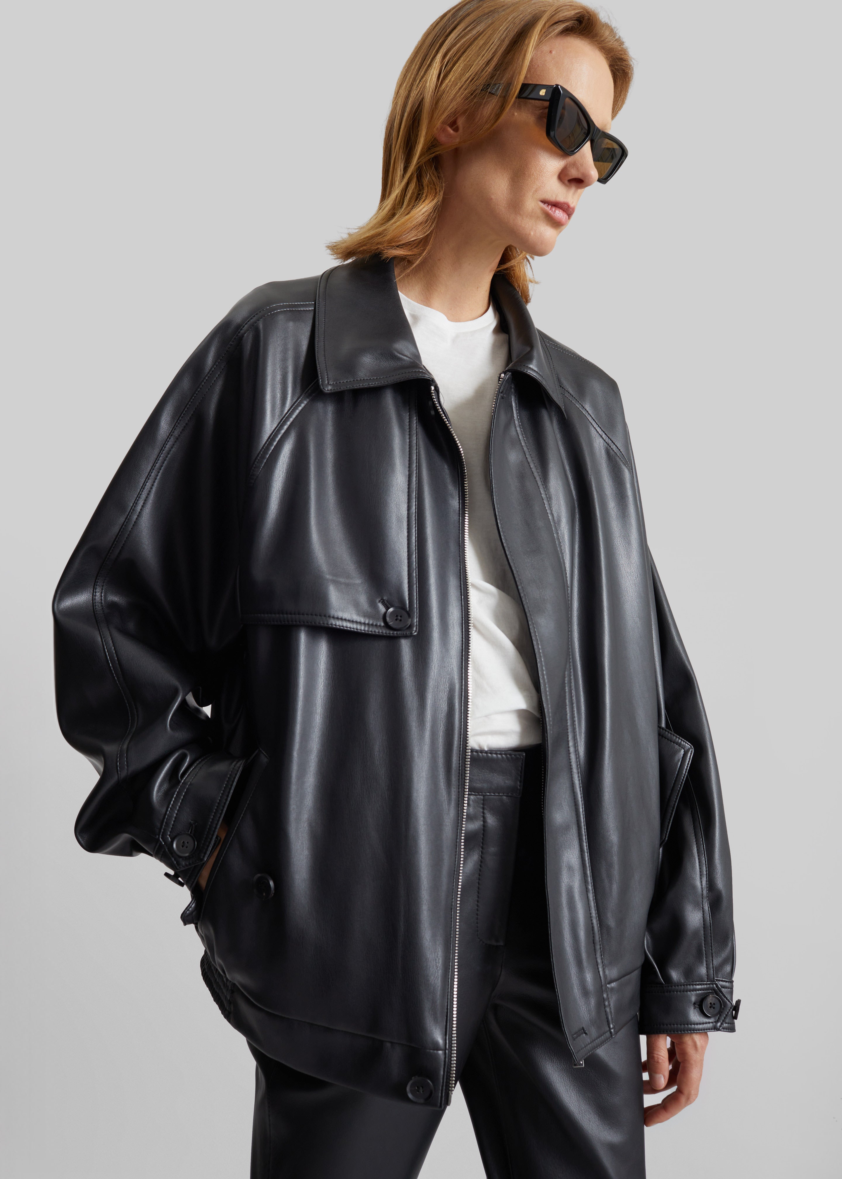 Conan Faux Leather Jacket - Dark Grey – The Frankie Shop