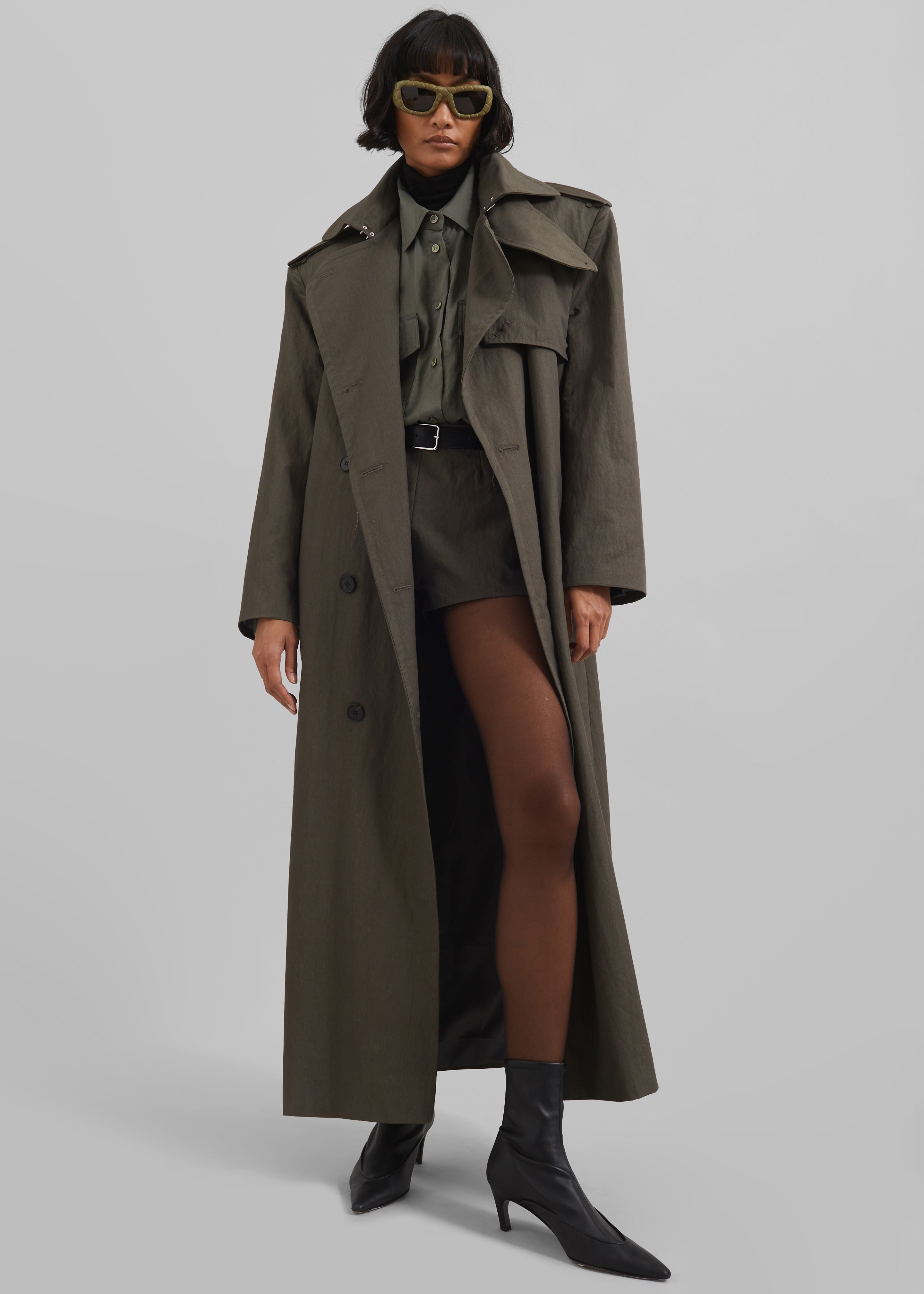 Rolen Trench Coat - Dark Olive - 1