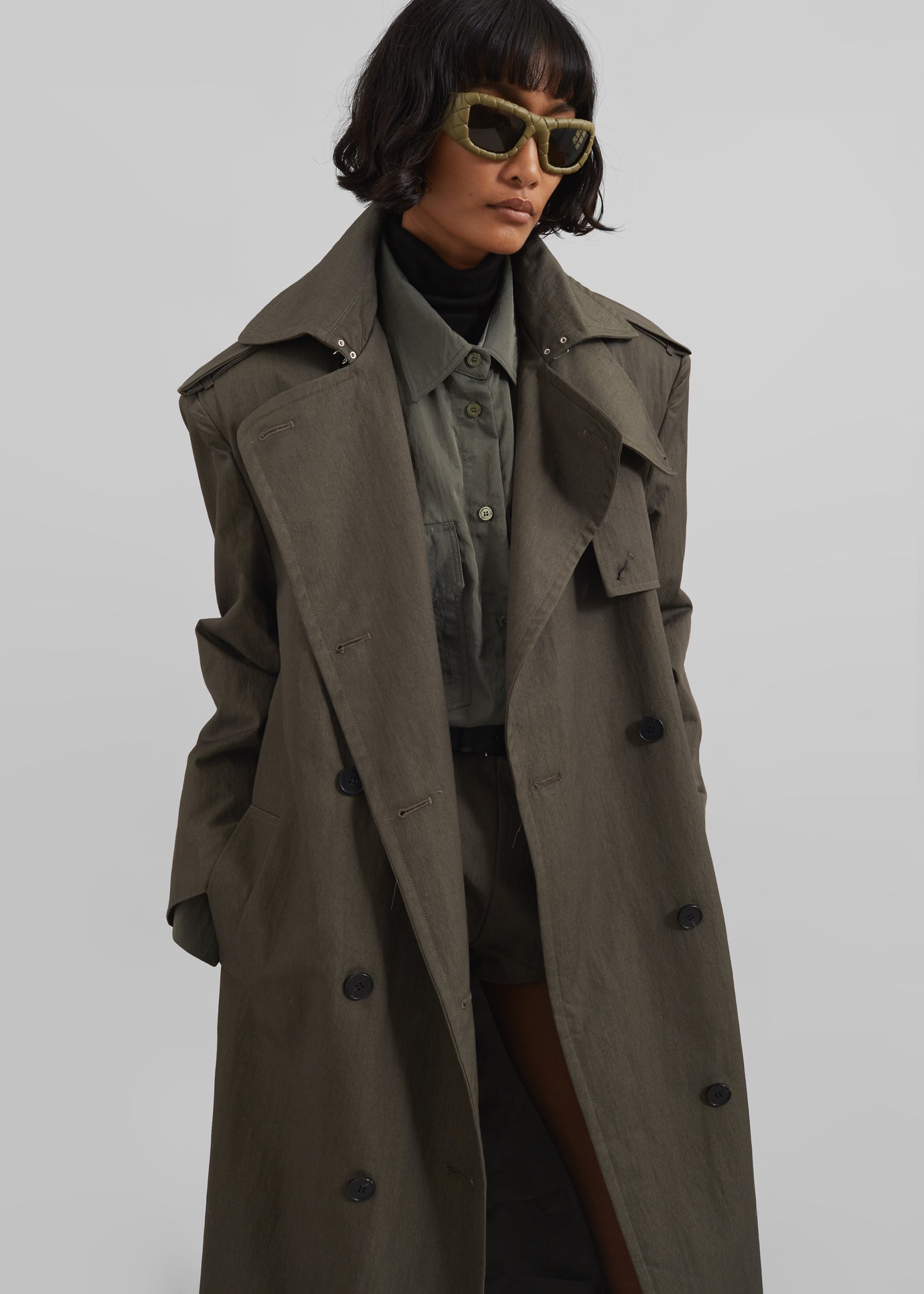 Rolen Trench Coat - Dark Olive - 1