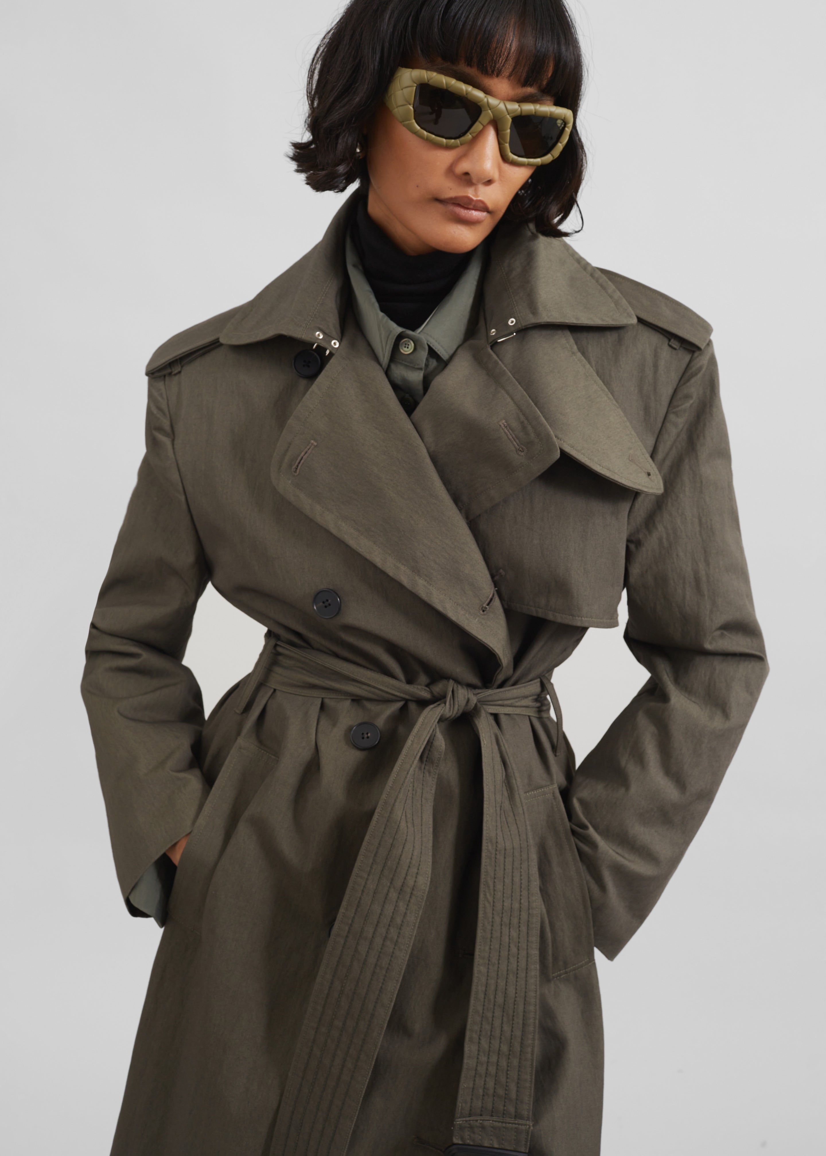 Rolen Trench Coat - Dark Olive - 4