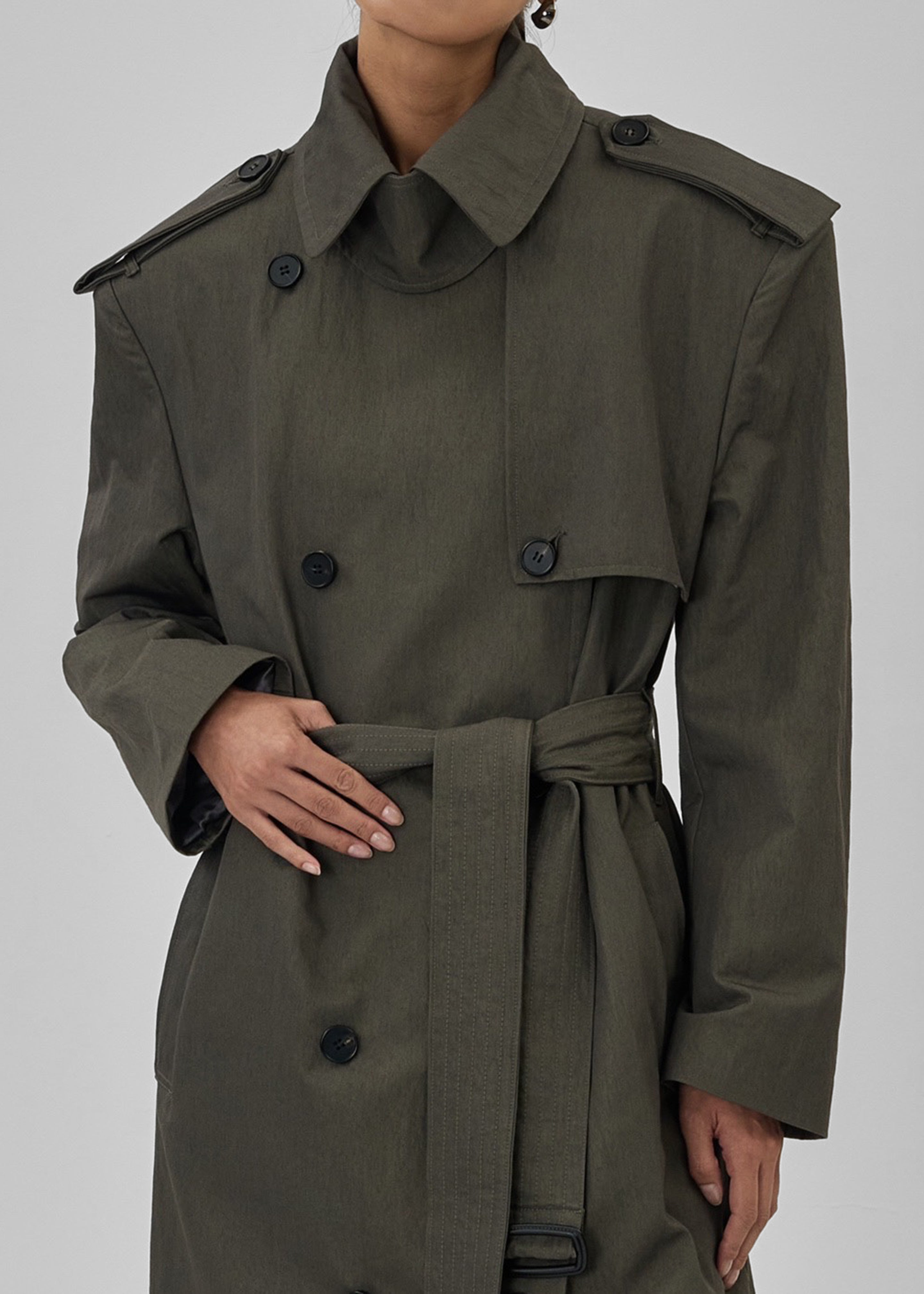 Rolen Trench Coat - Dark Olive - 12