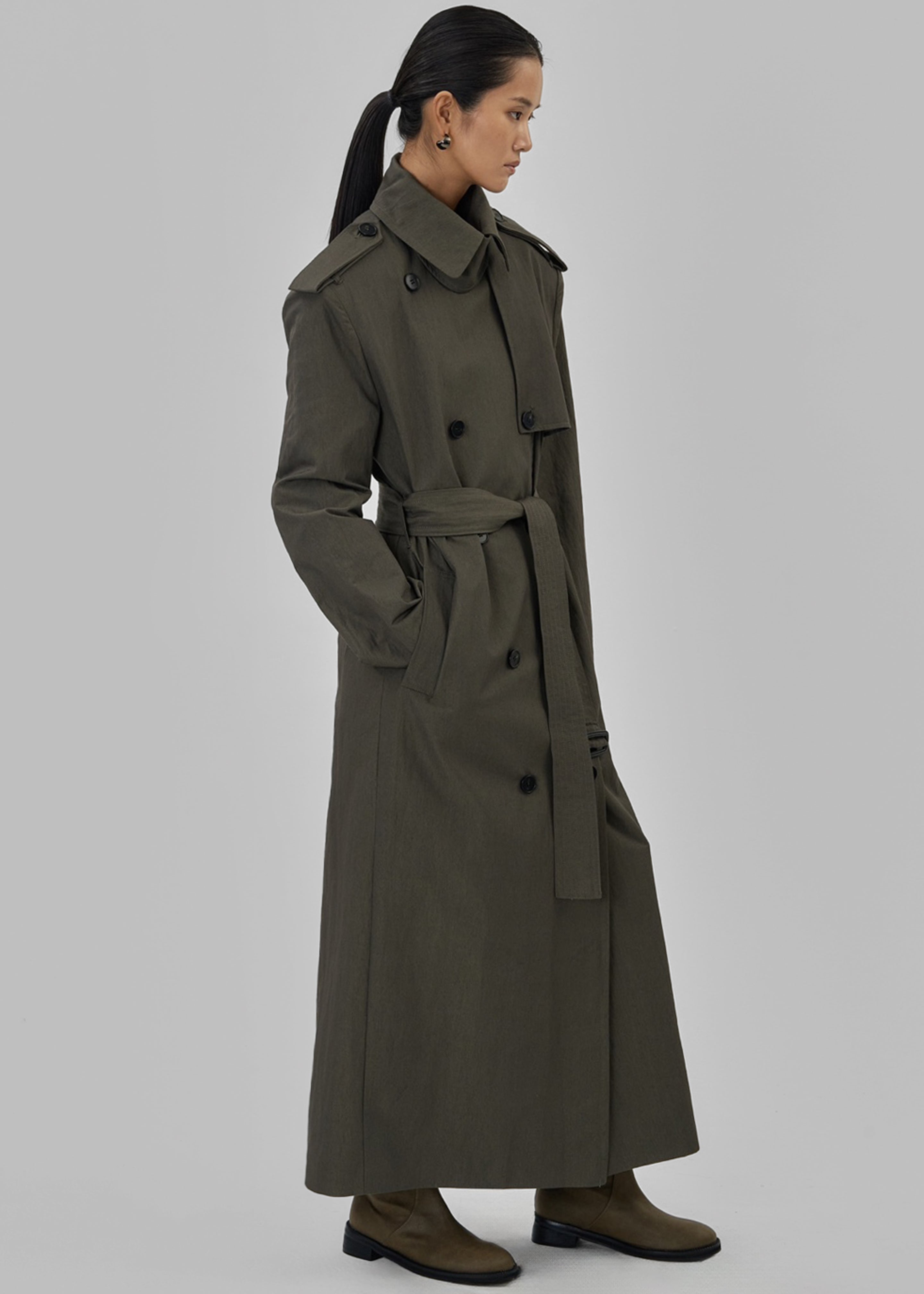 Rolen Trench Coat - Dark Olive - 13