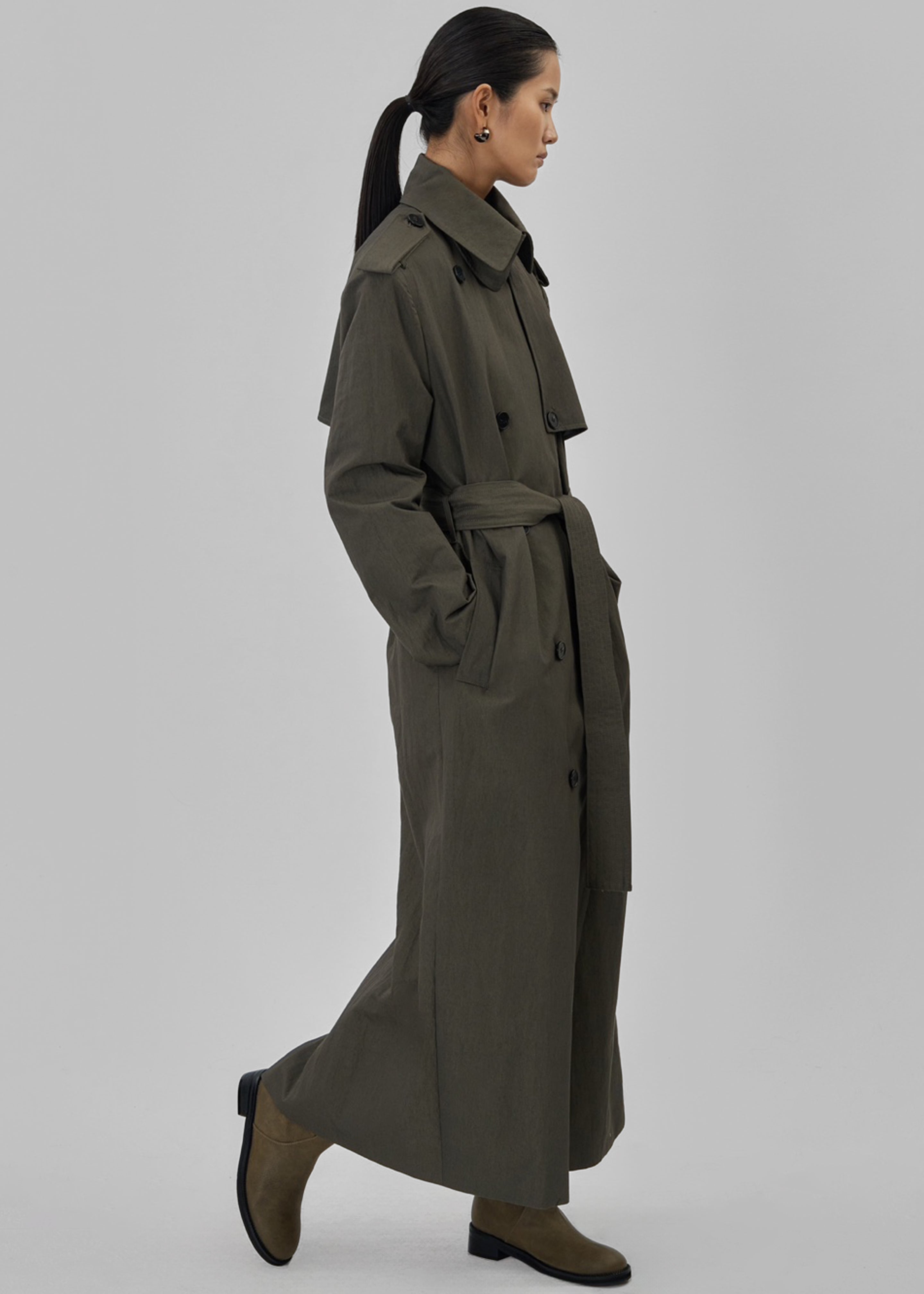 Rolen Trench Coat - Dark Olive - 14