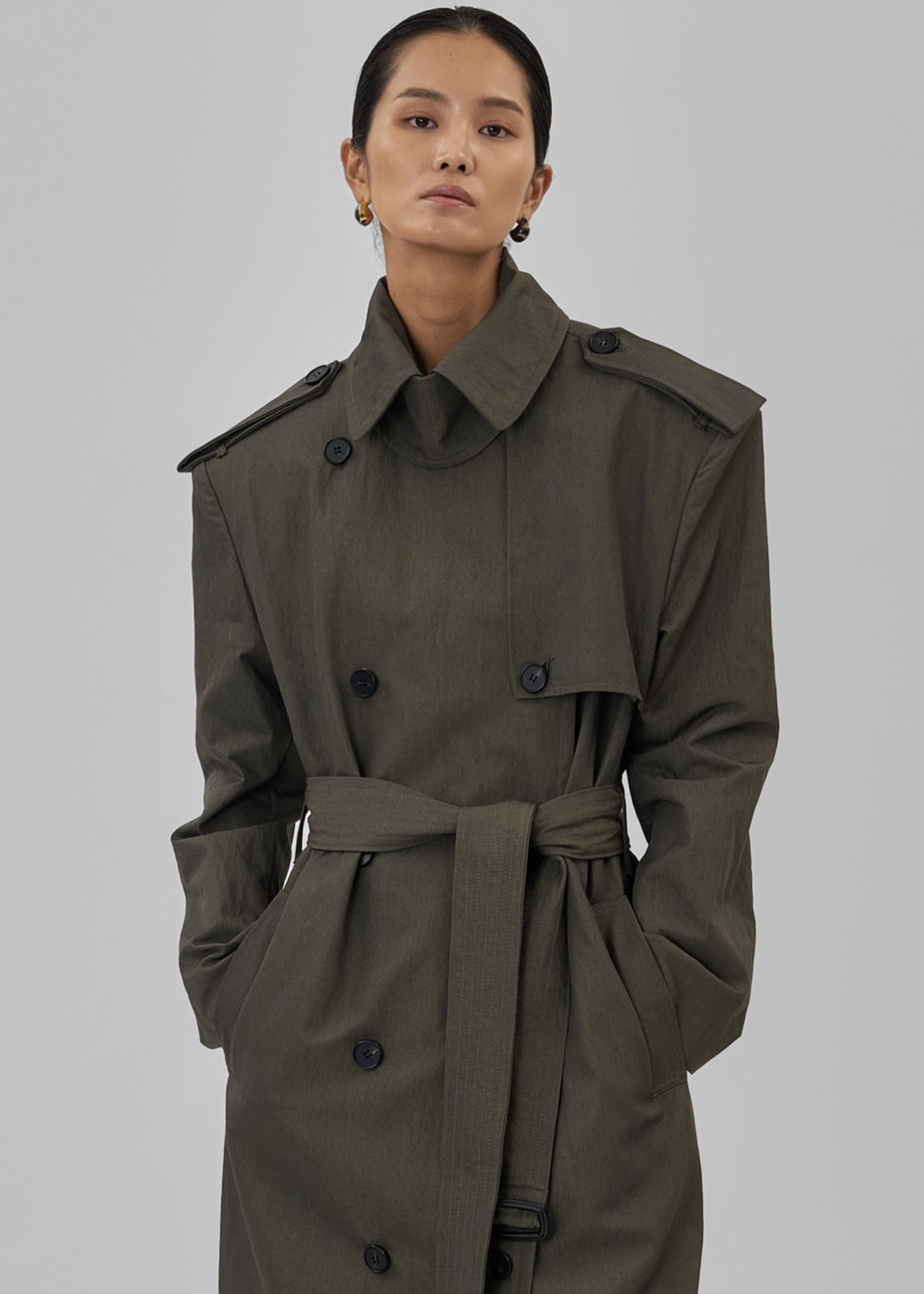 Rolen Trench Coat - Dark Olive - 7