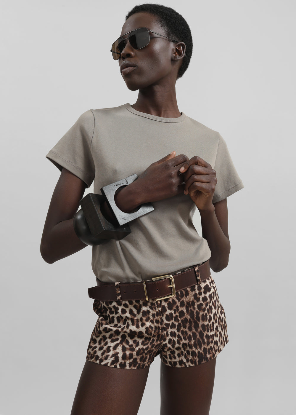 Roma Leopard Print Hot Pants - Brown